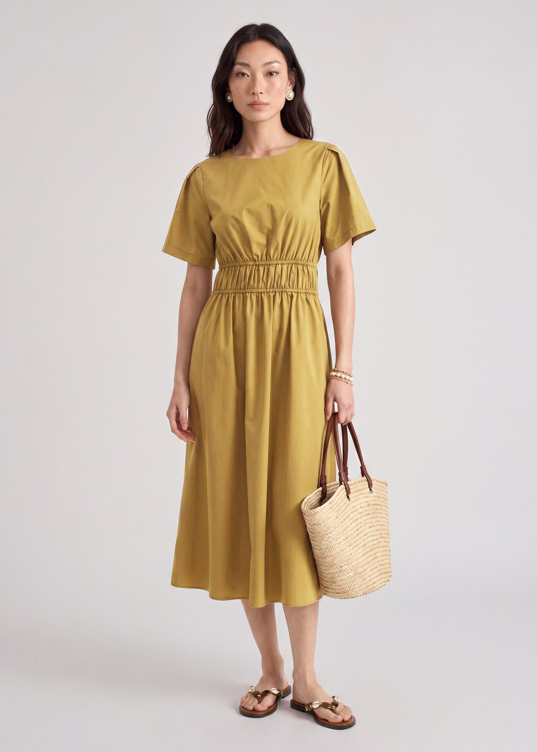 Poplin Flare Sleeve Dress