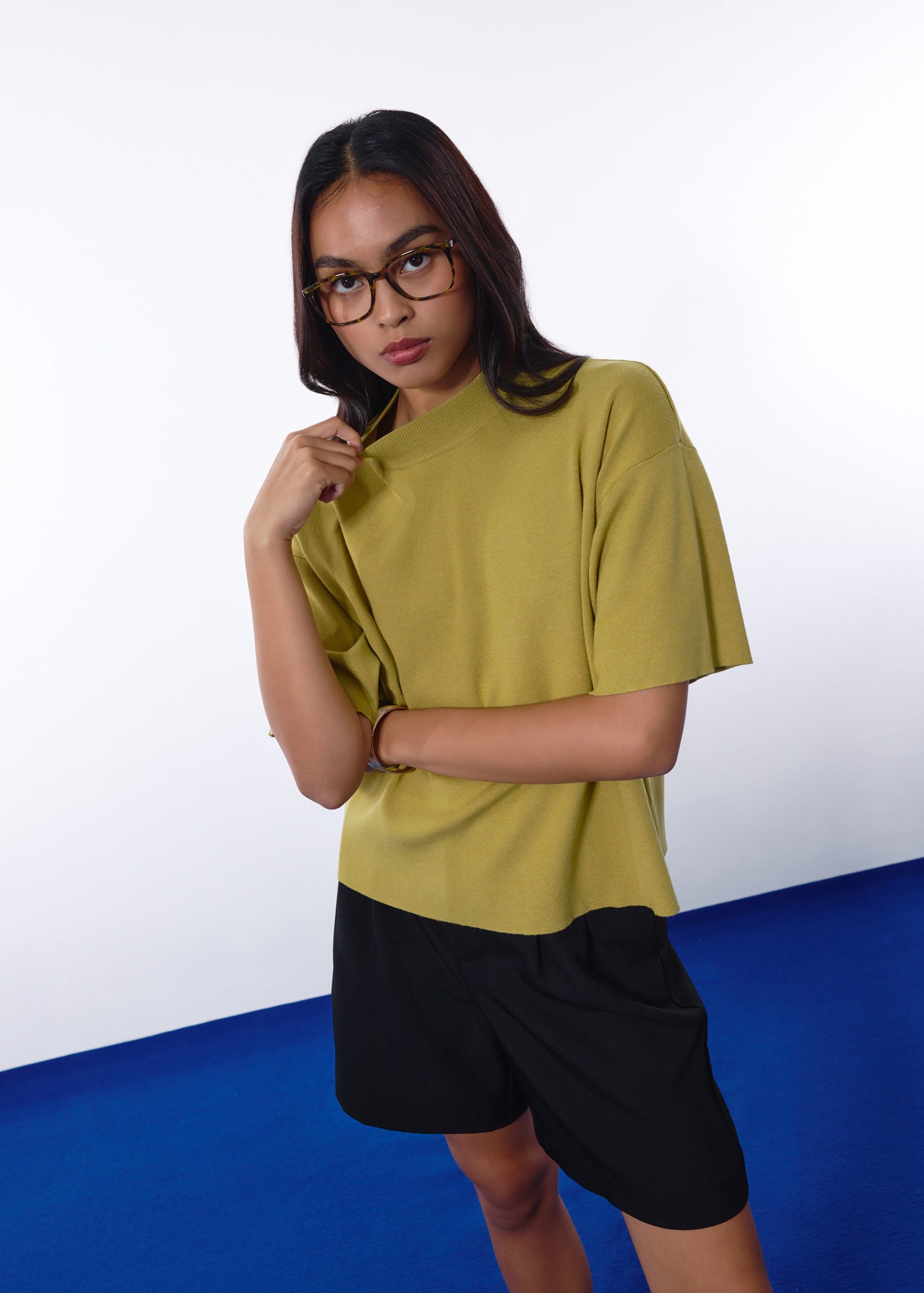 Mia Relaxed Knit Mock Neck Tee - Image 17