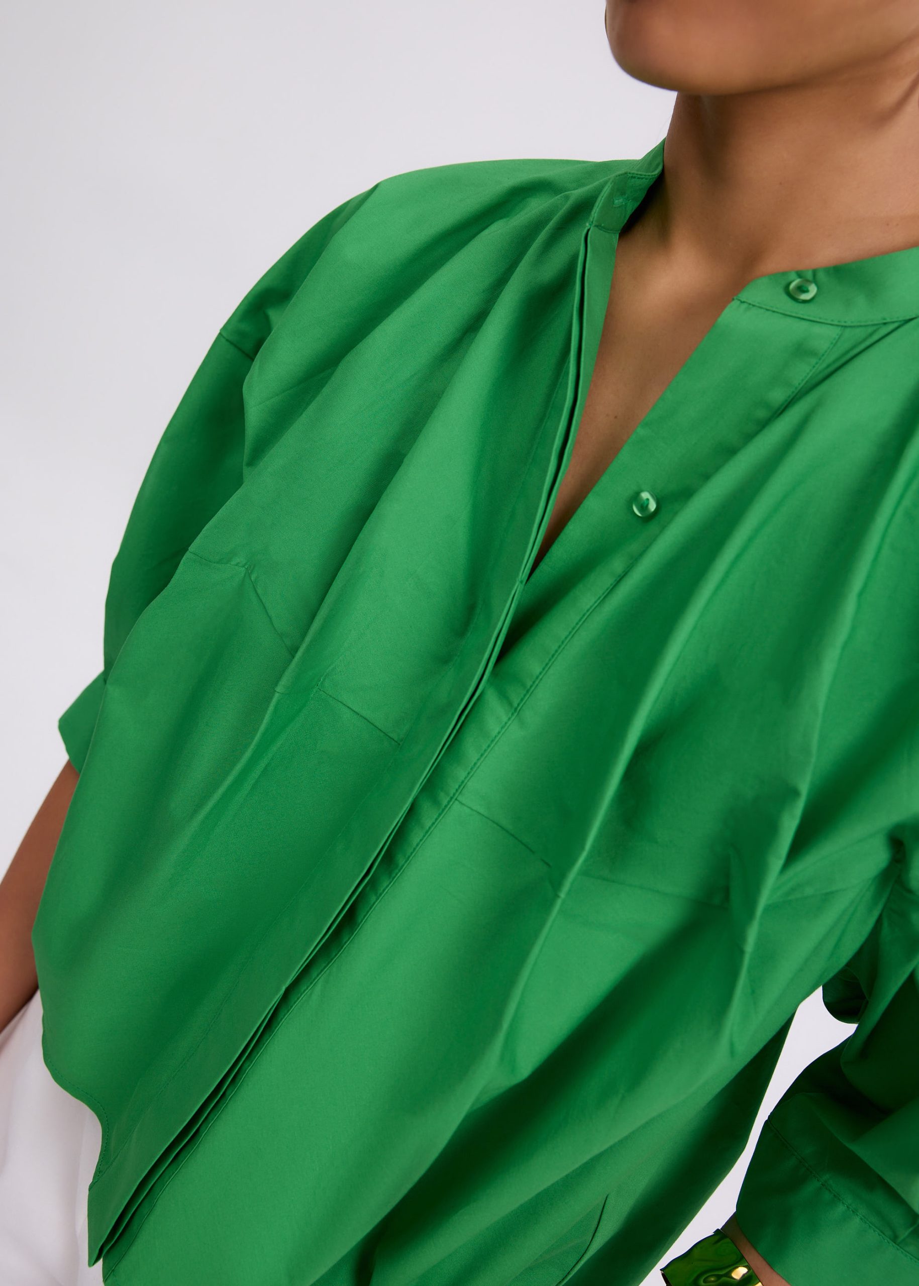 Meiying Relaxed Poplin Mandarin Collar Shirt - Image 8