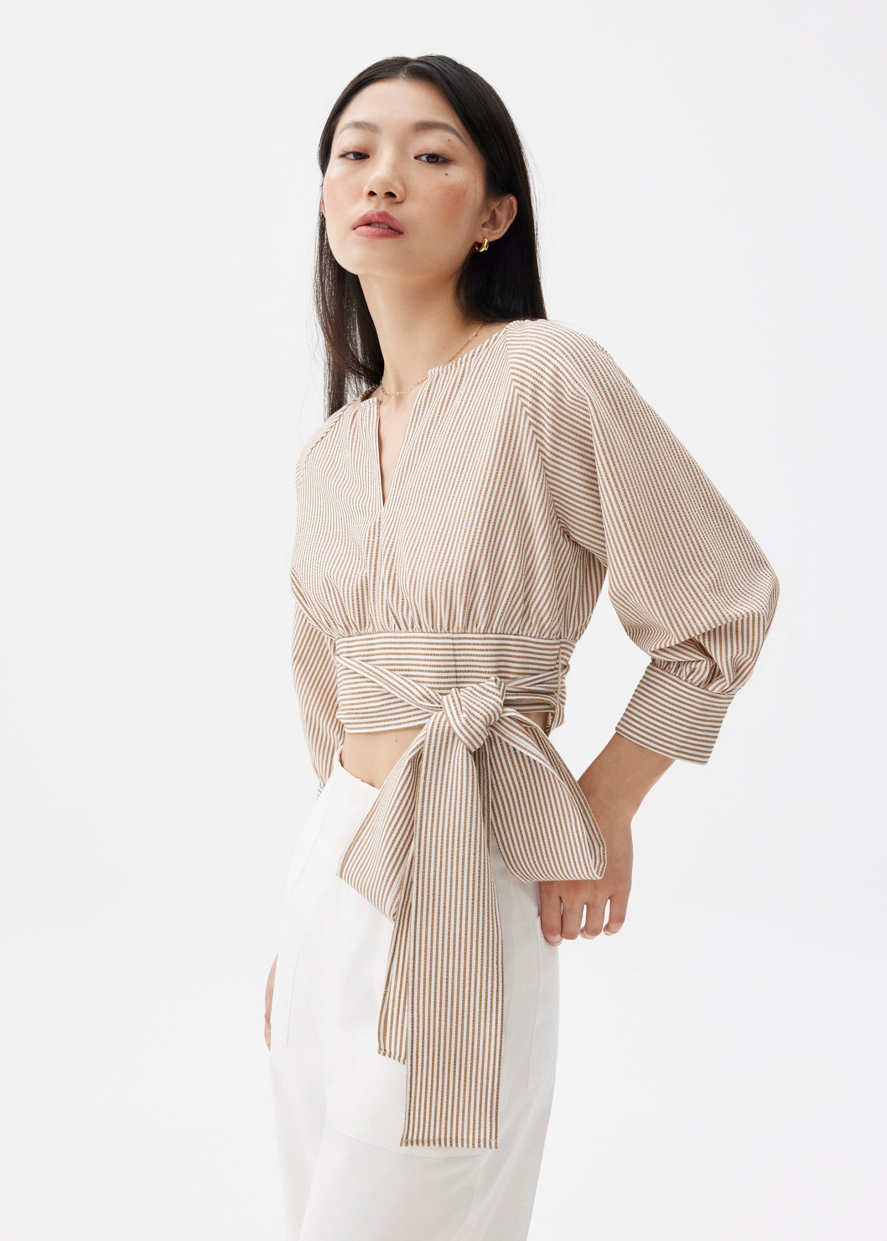 Striped Puff Sleeve Blouse