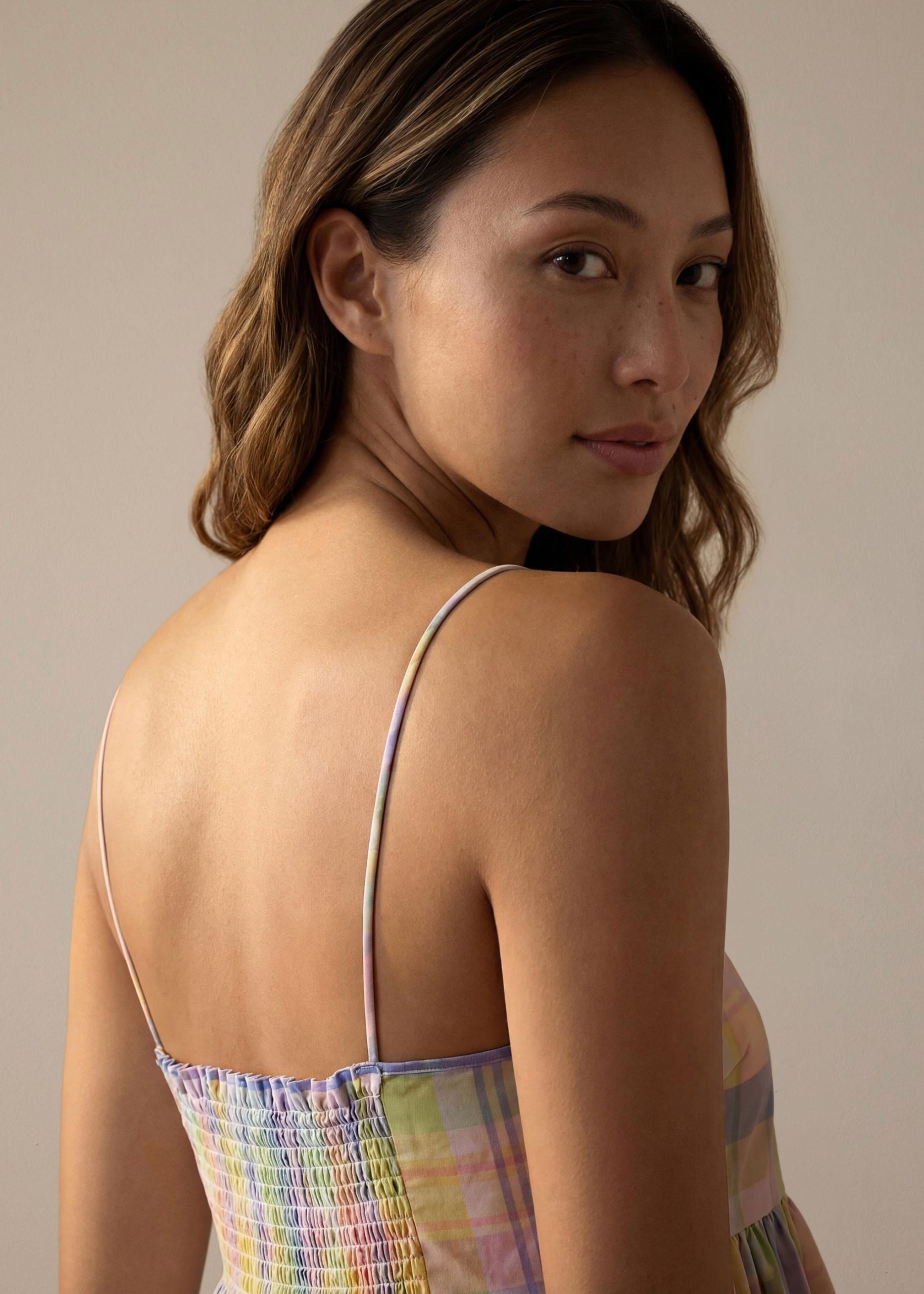 Checkered Cotton Peplum Camisole - Image 12