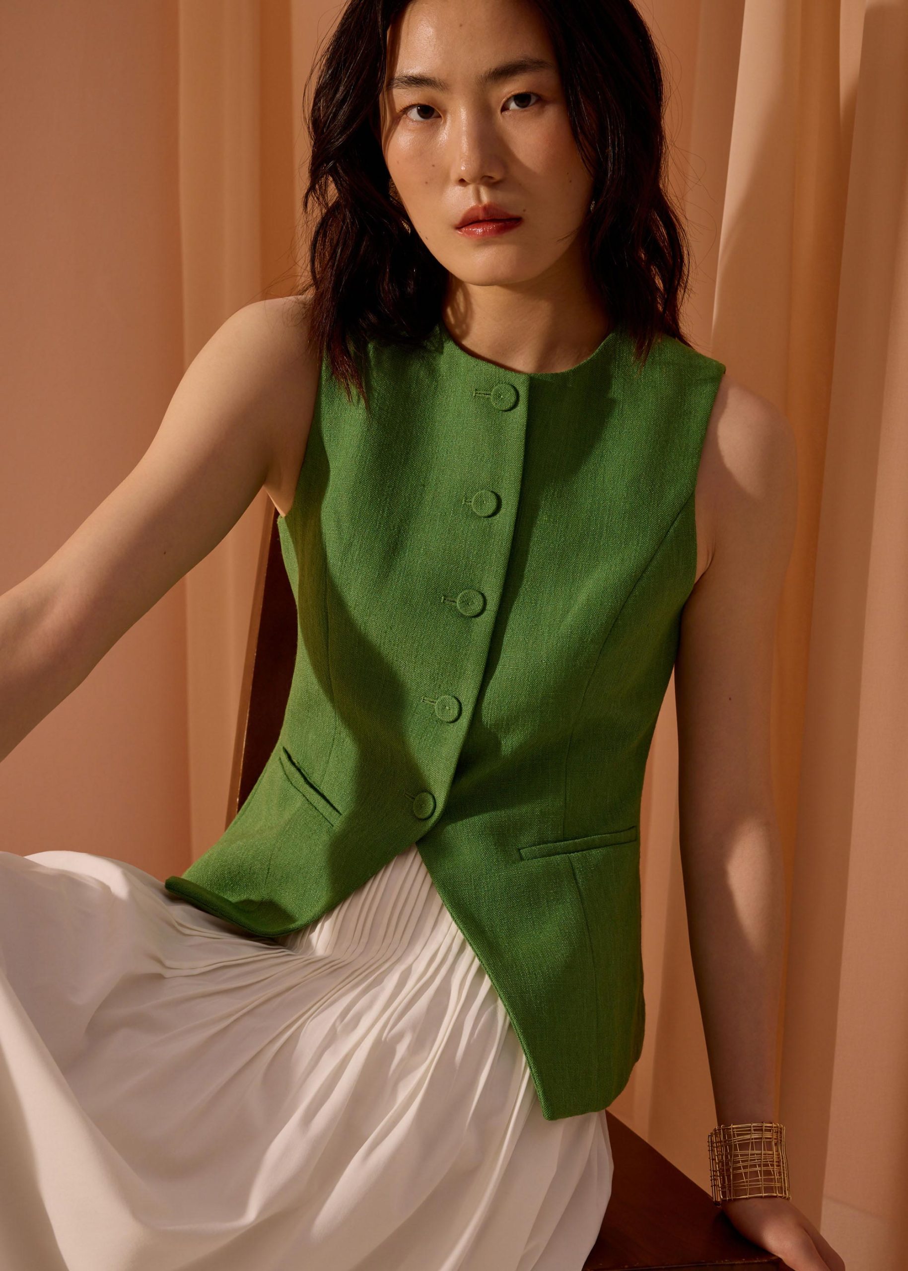 Padma Textured Round Neck Long Vest Top - Image 20