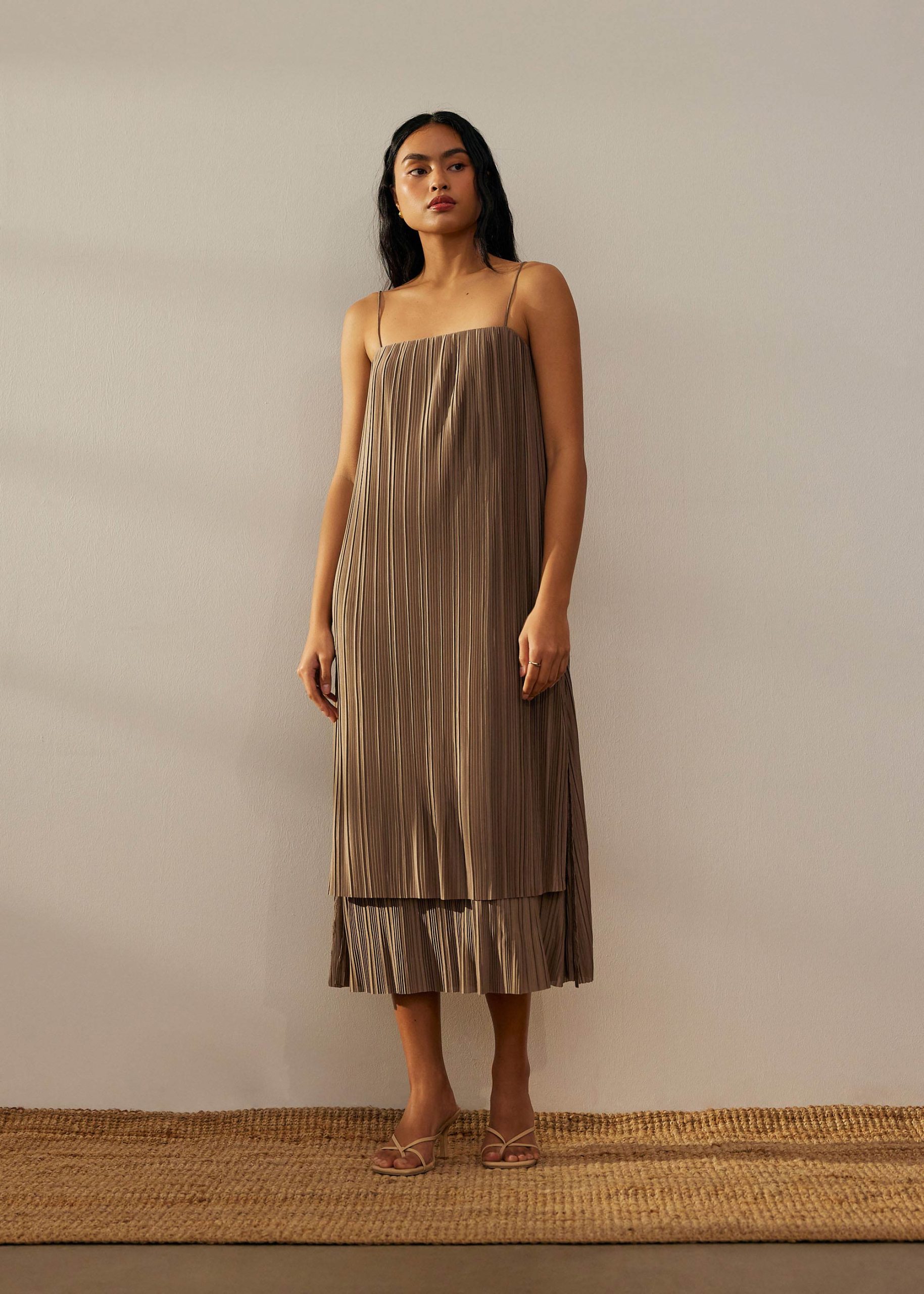 Plisse Trapeze Column Midaxi Dress - Image 9