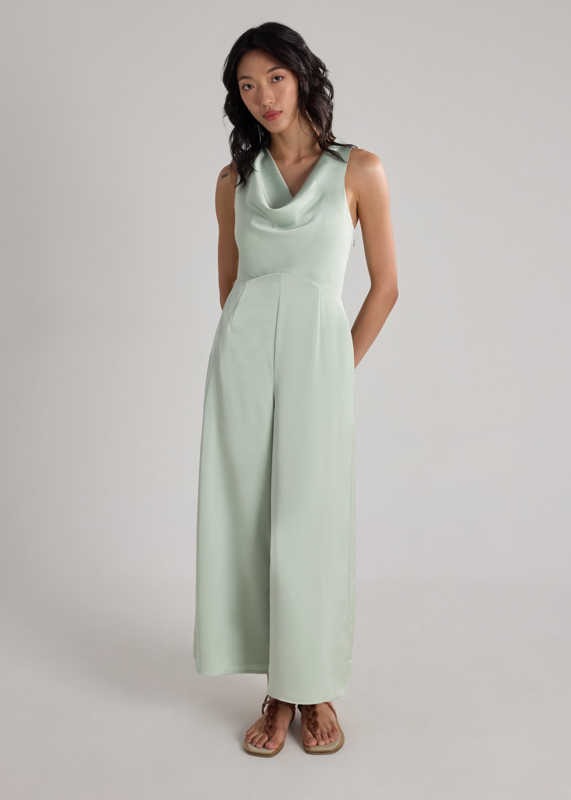 BraFree by LB Satin Cowl Neck Jumpsuit - Image 2