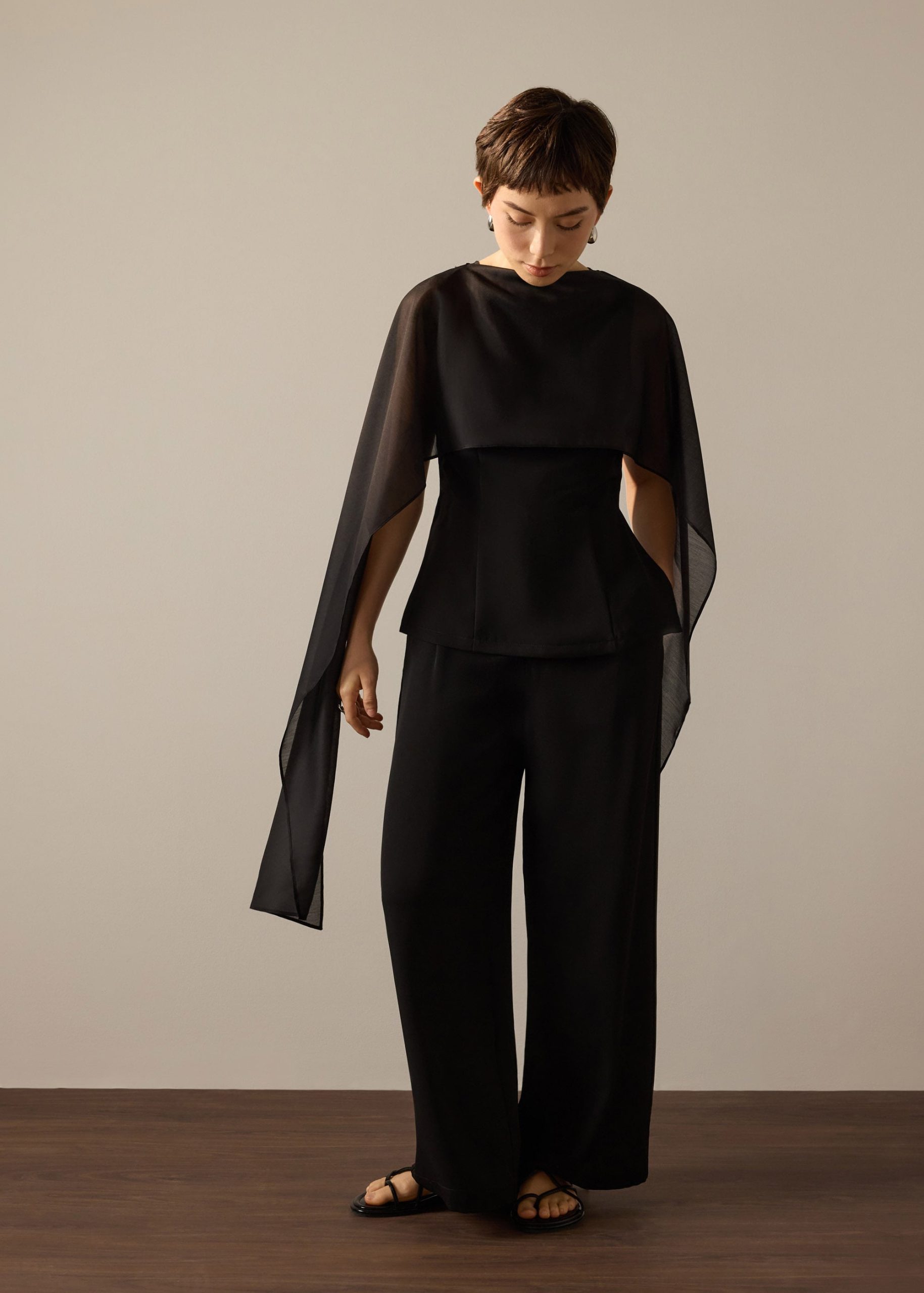 Andrea Multi-way Detachable Sash Crepe Round Neck Top - Image 8