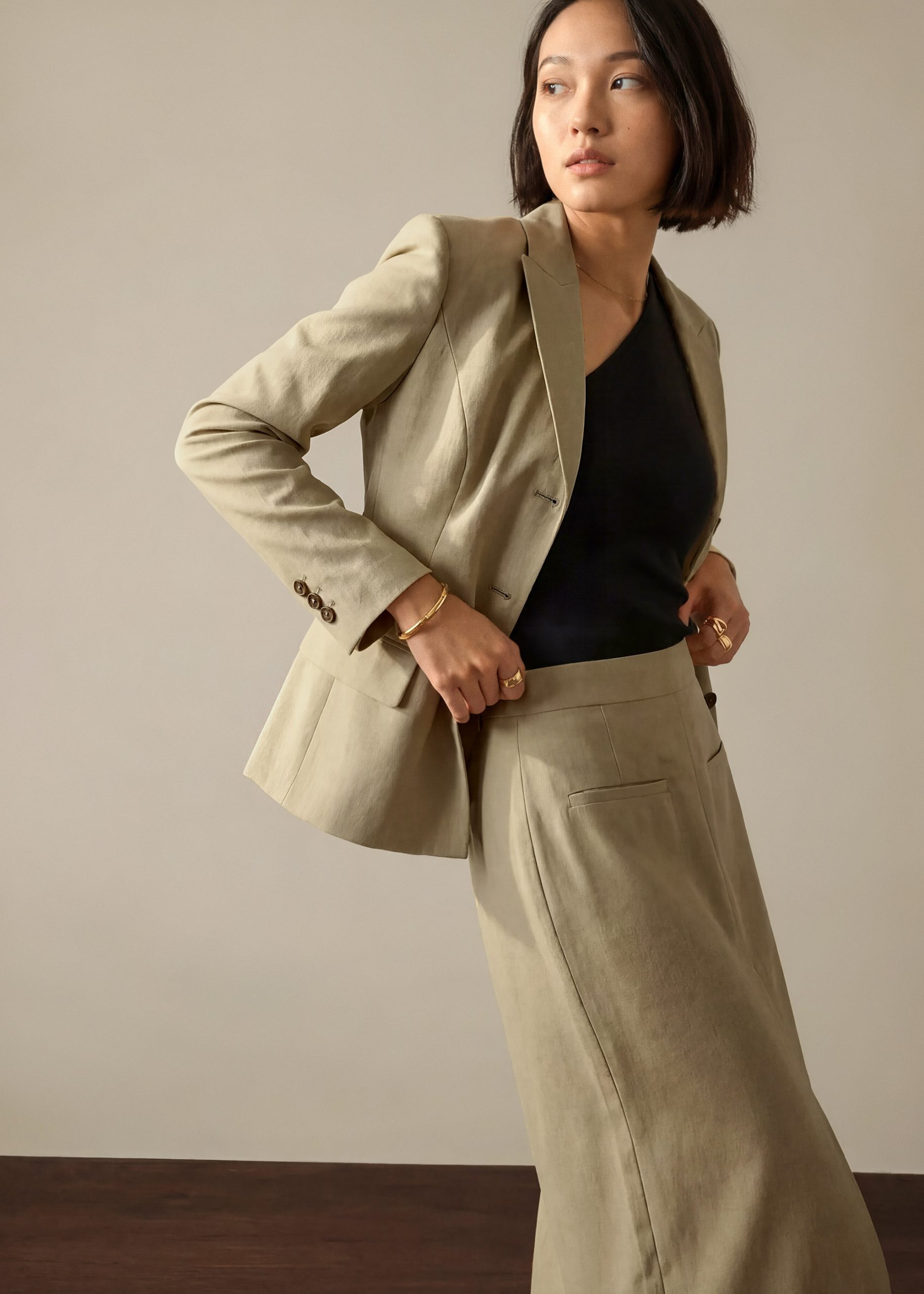 Ikumi Adjustable Waist Melange Column Midaxi Skirt - Image 8
