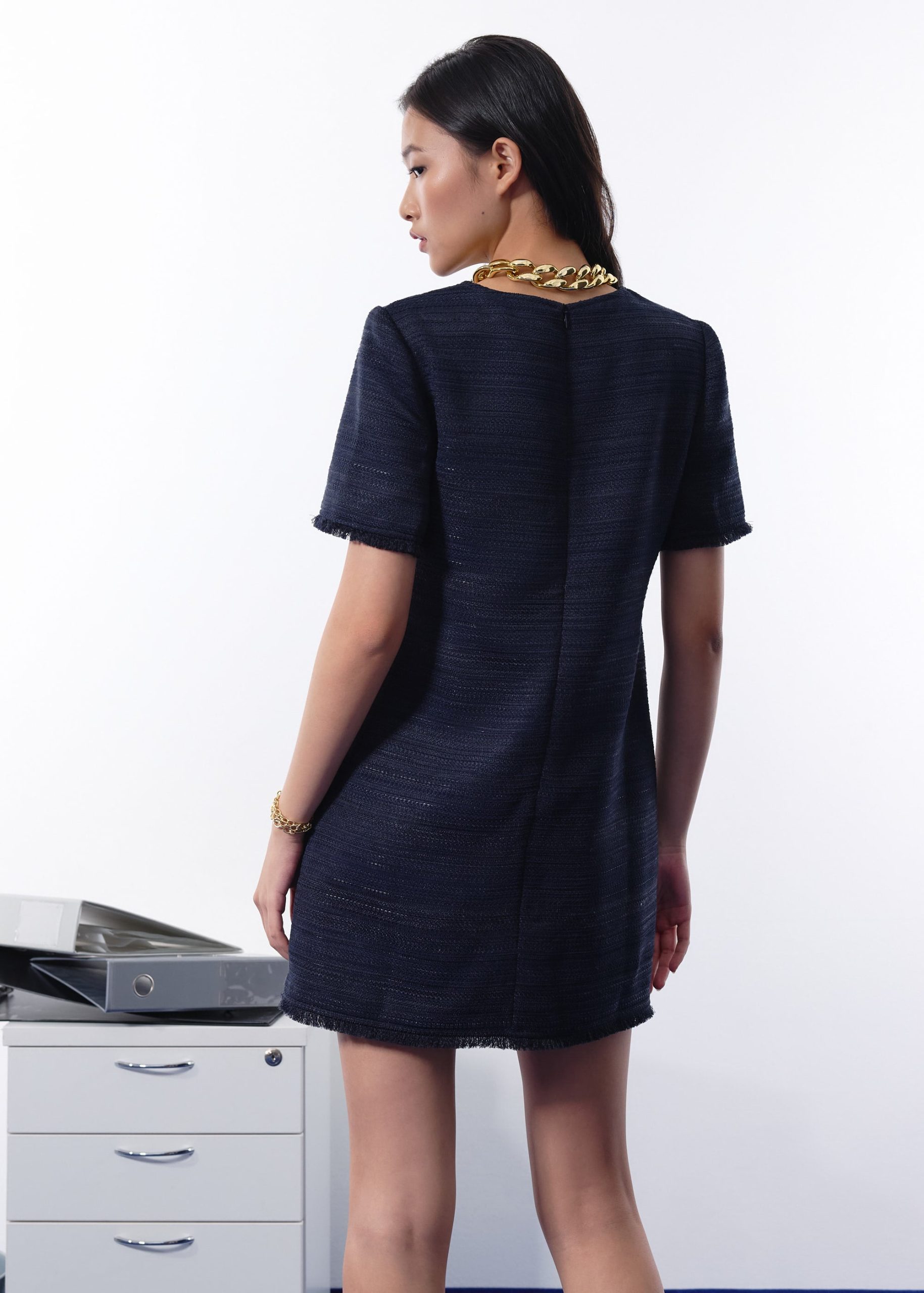 Imani Classic Jacquard Tweed Shift Mini Dress - Image 9