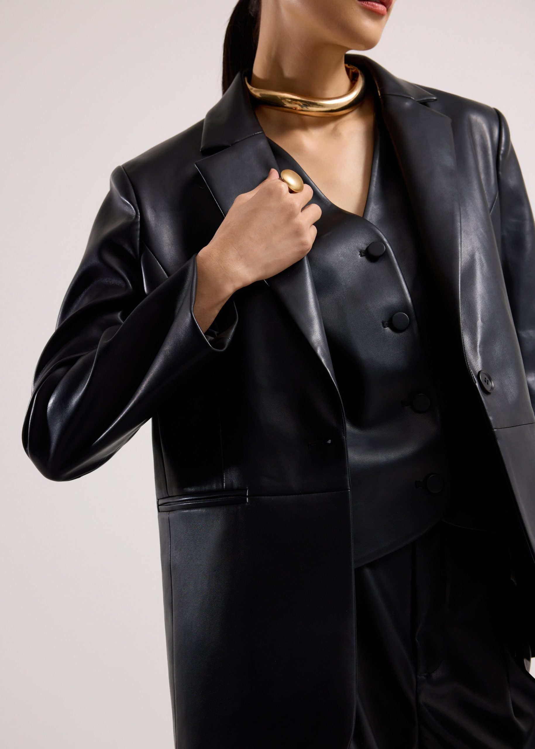 Kali Vegan Leather V-neck Vest - Image 7