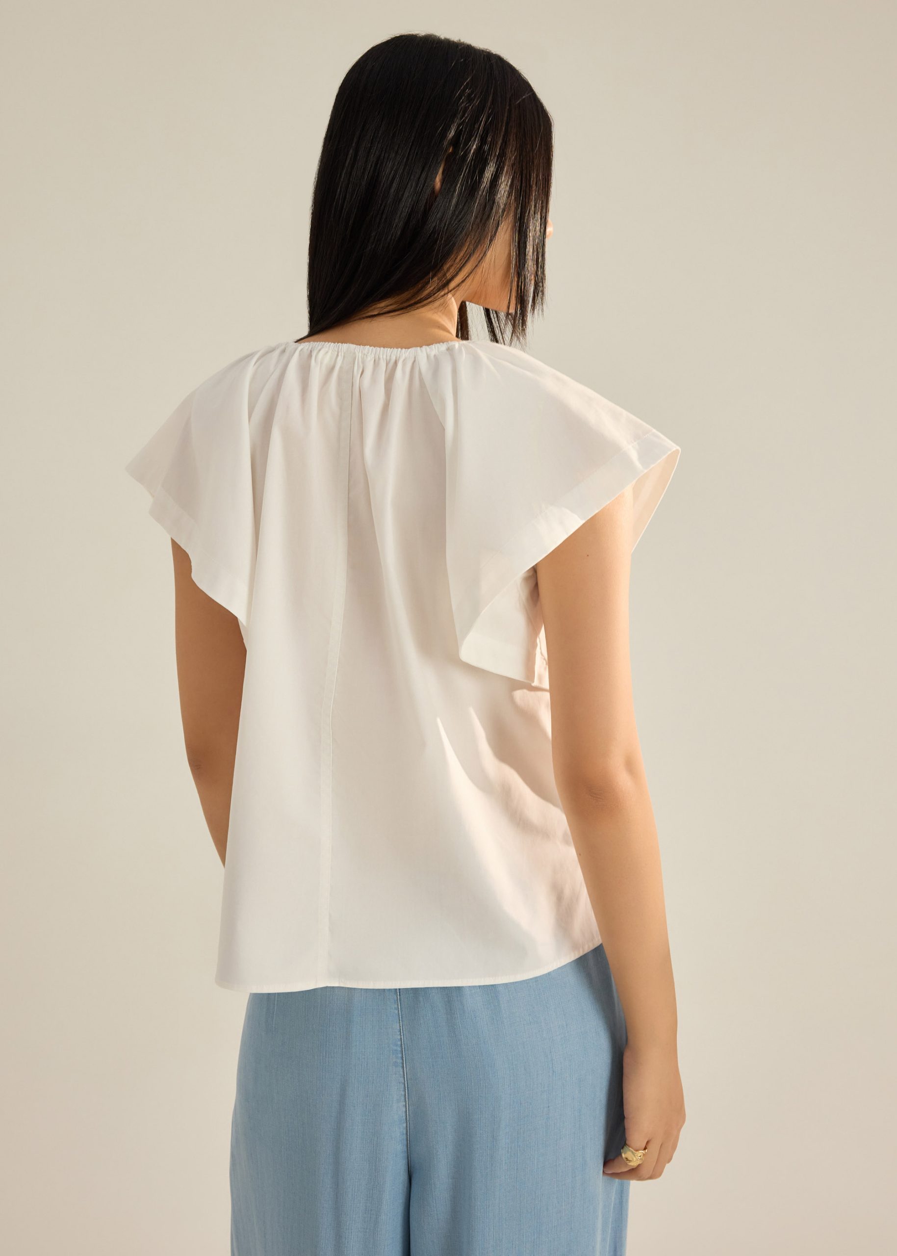 Keiko Cotton Draped Panel Top - Image 6