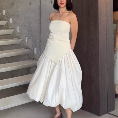 Mid Waist Bubble Midaxi Skirt