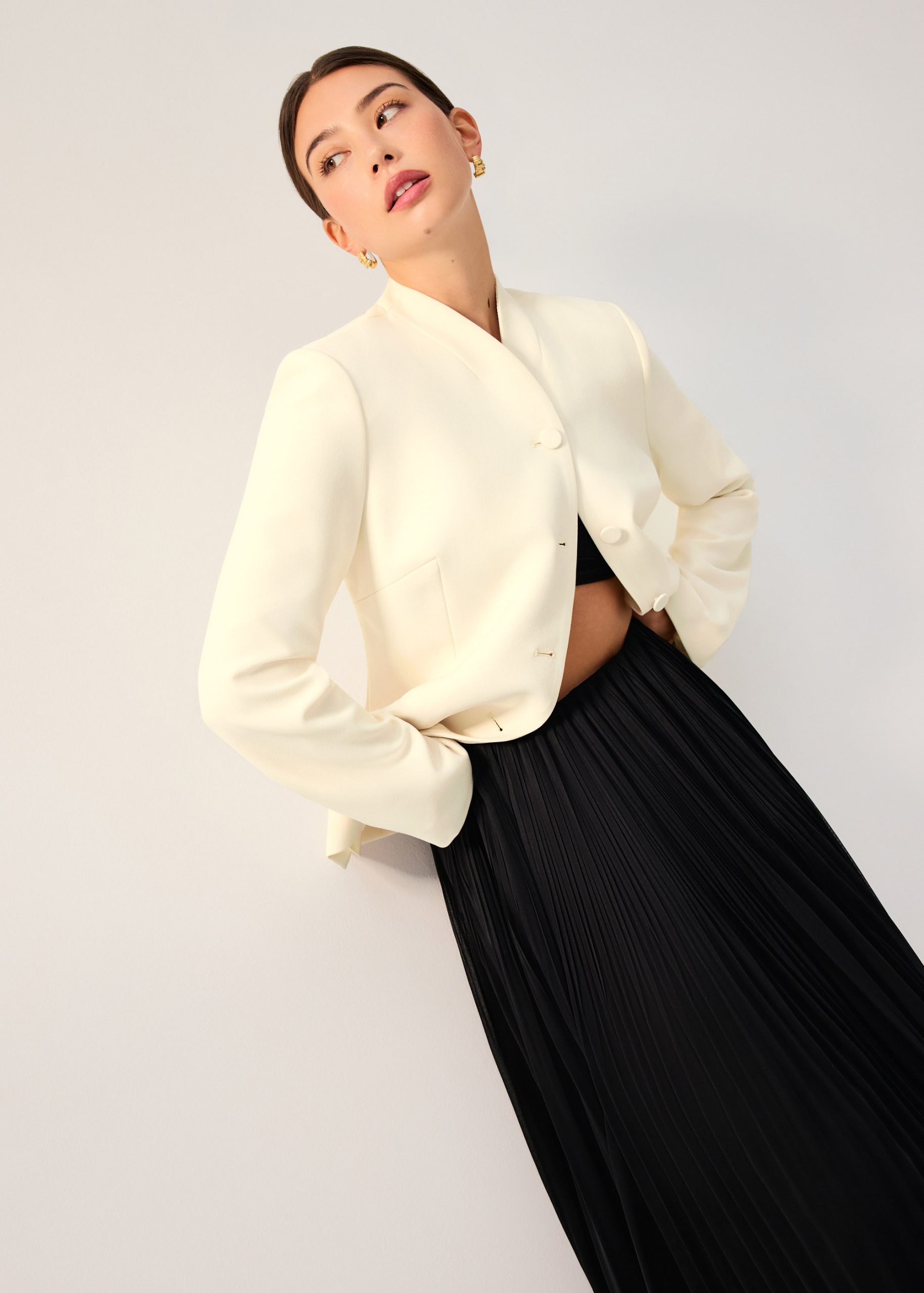 RuchedReady® Yue Mandarin Collar Cinched Jacket - Image 11