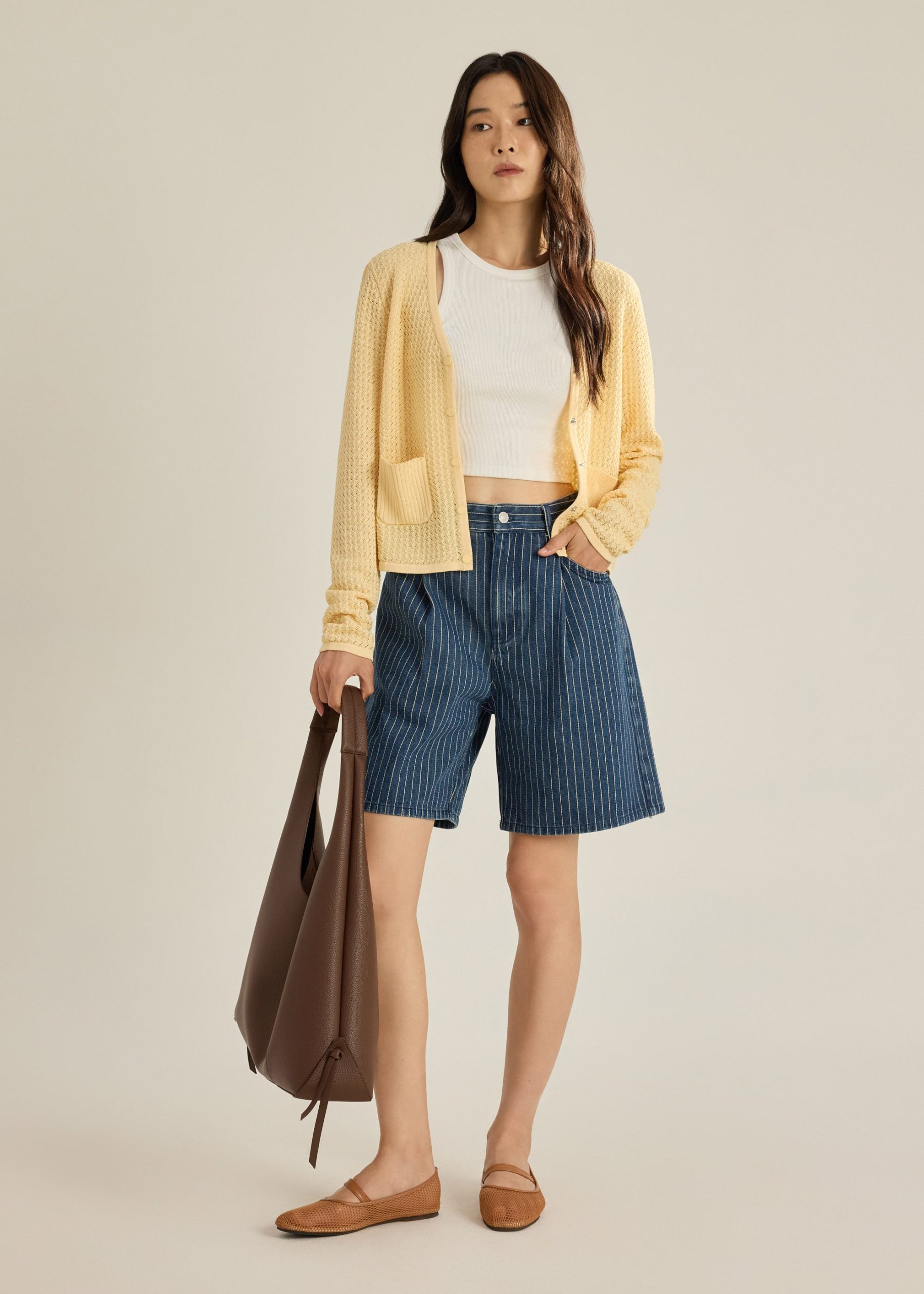Striped Denim Bermuda Shorts - Image 6