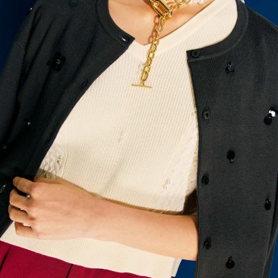 Relaxed Embellished Round Neck Cardigan