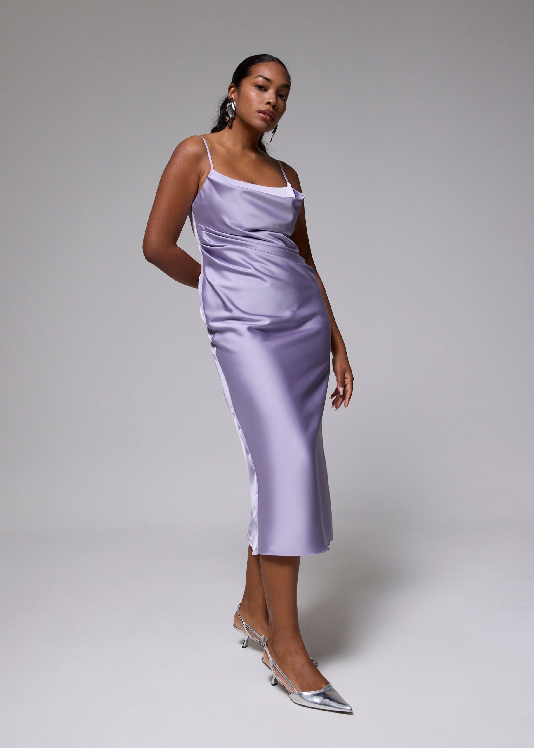 BraFree by LB Esme Satin Column Drape Midi Dress - Image 23
