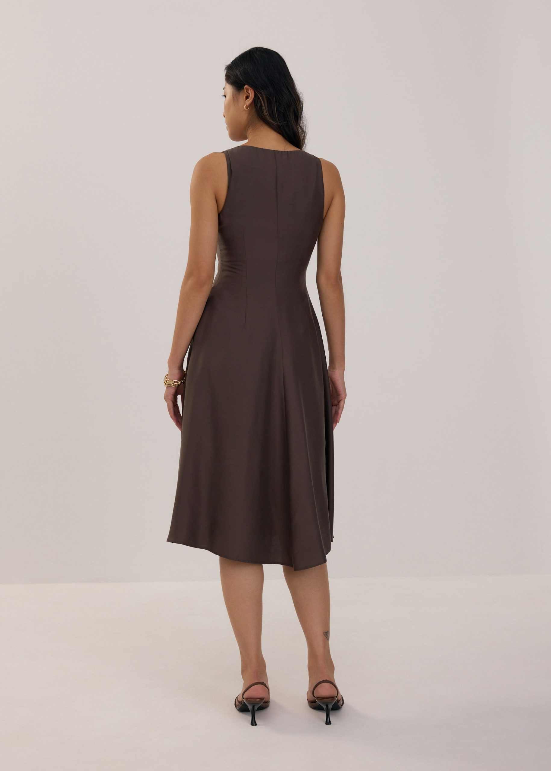 Tencel V-neck Fit & Flare Midi Dress - Image 8