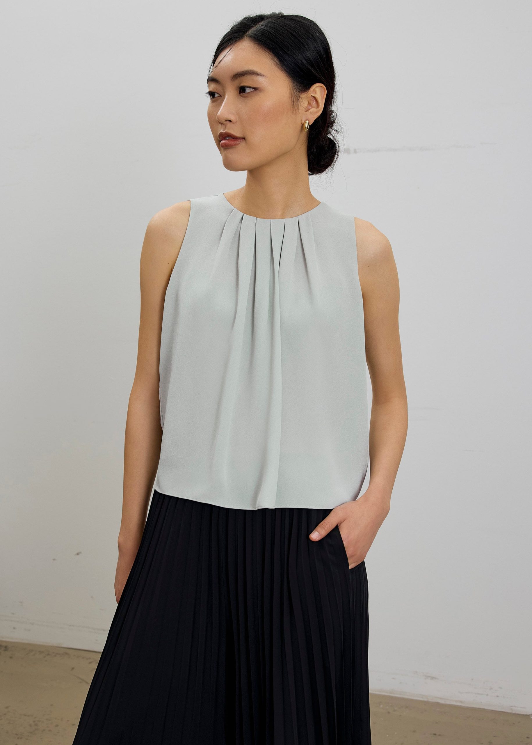 Amy Satin Pleated Top - Image 16