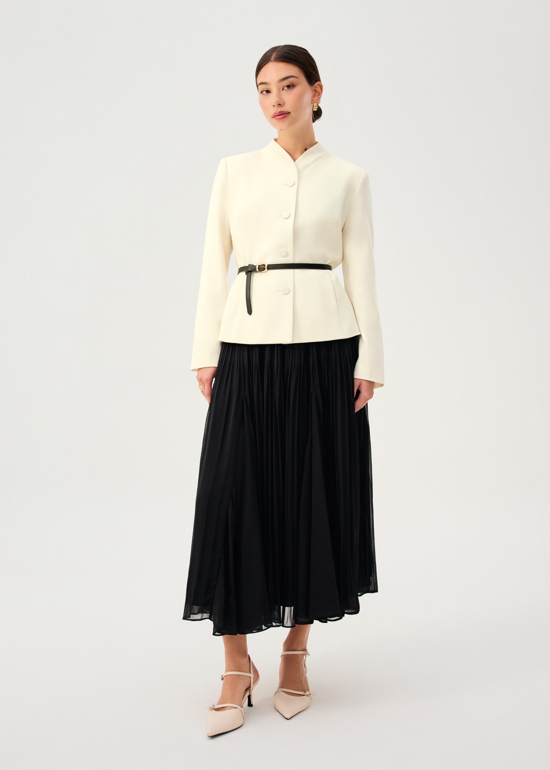 RuchedReady® Yue Mandarin Collar Cinched Jacket - Image 10