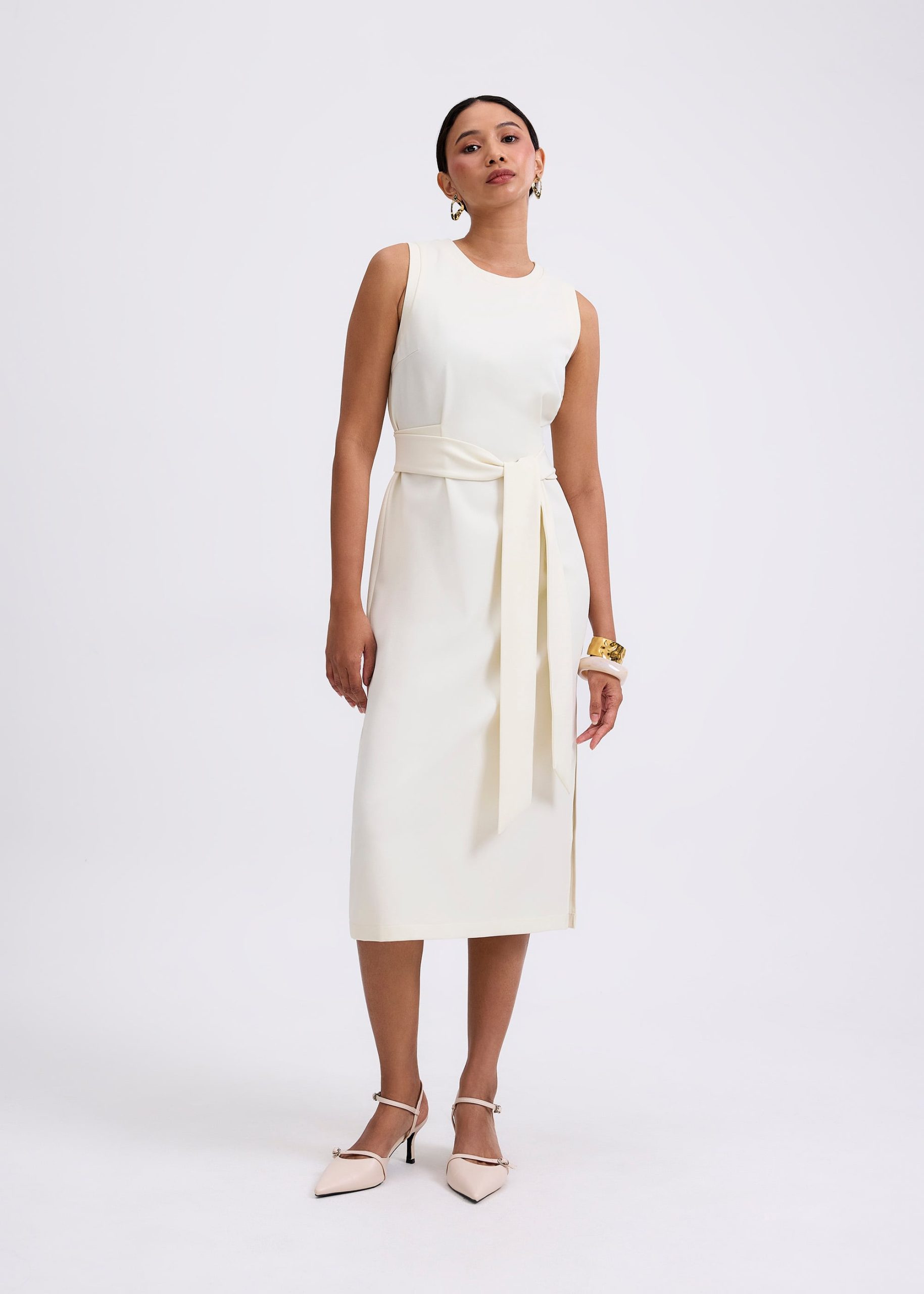 Poppy Round Neck Column Midi Dress - Image 2
