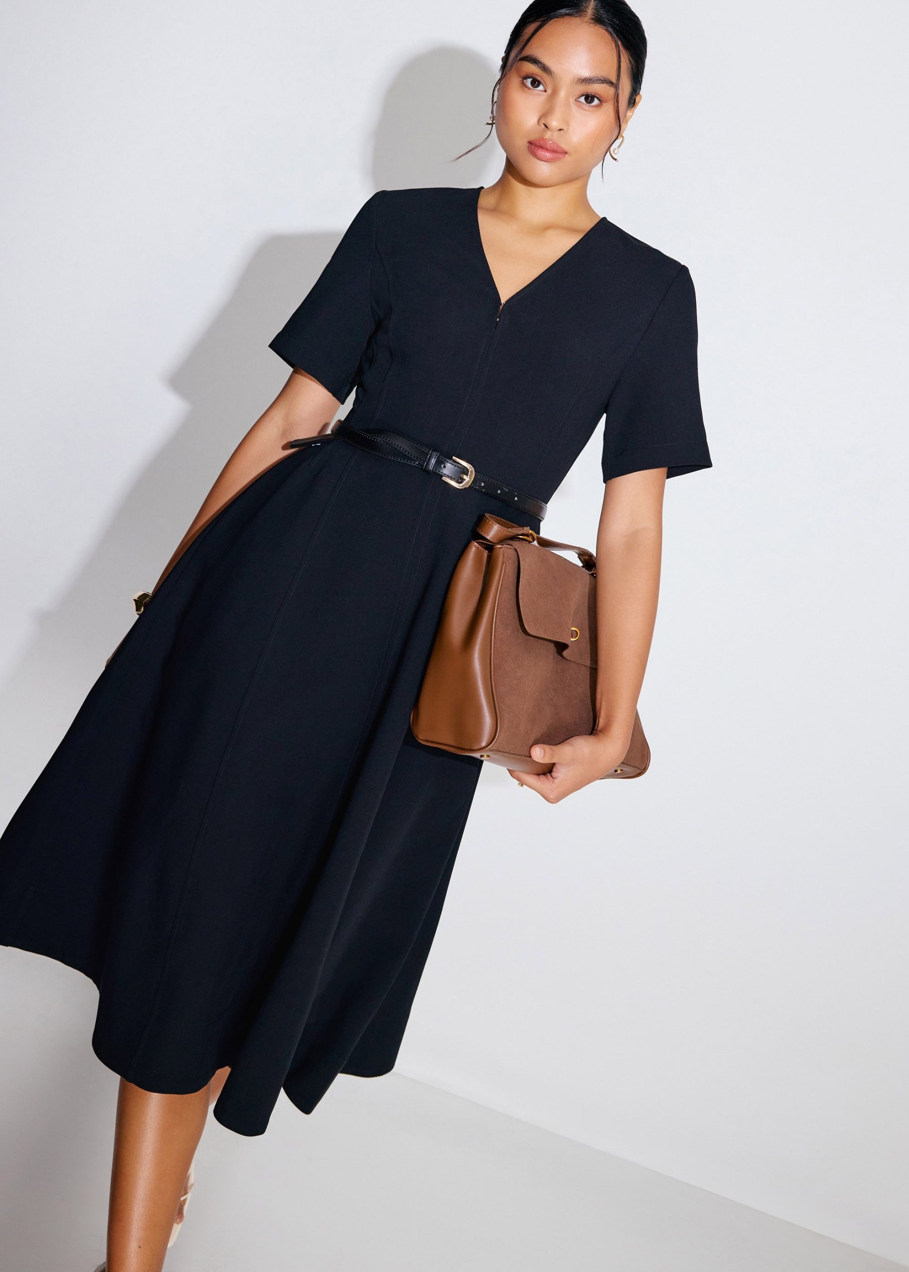 Sofi V-neck Short Sleeve Fit & Flare Midaxi Dress