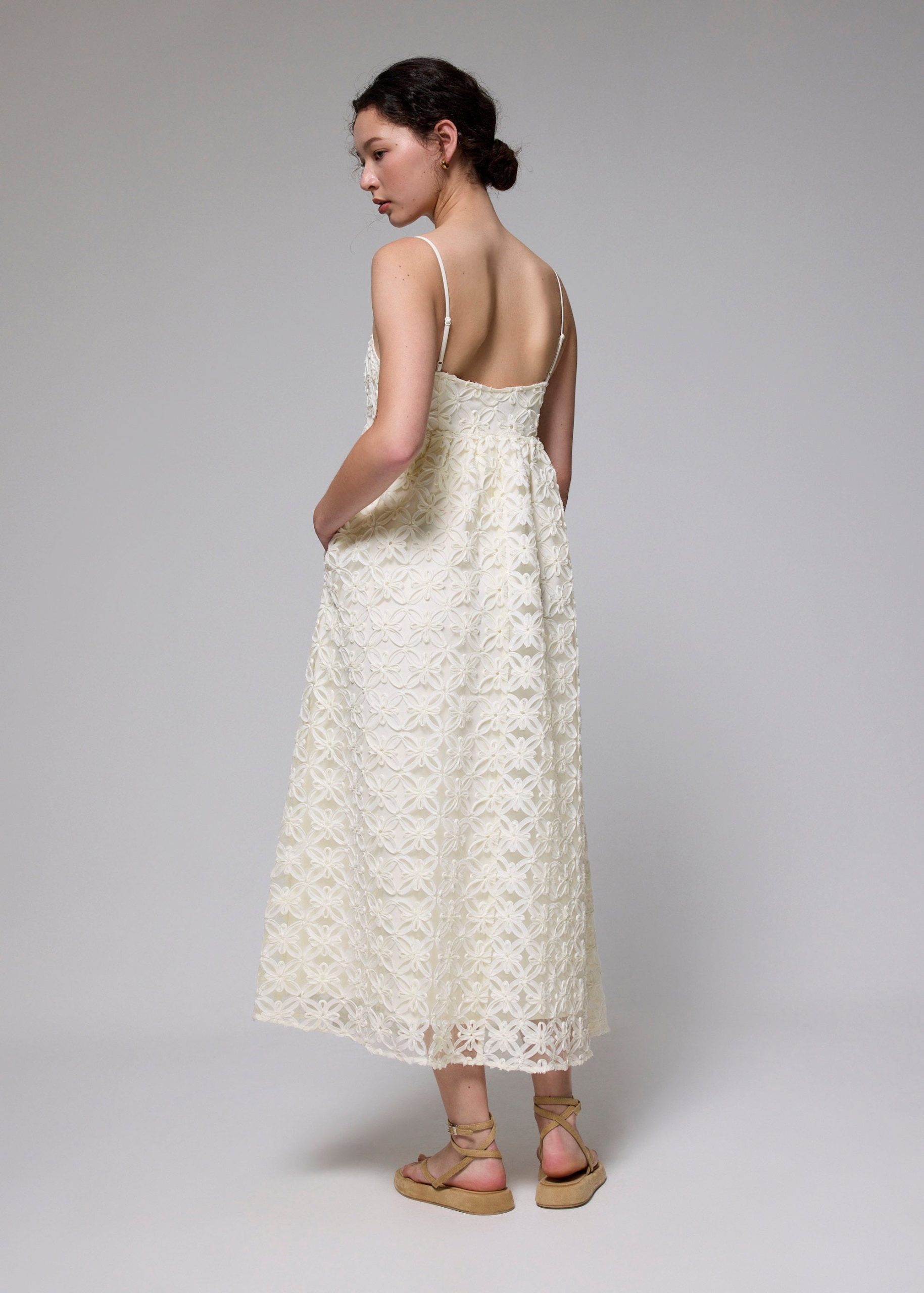 Lace Square Neck Fit & Flare Maxi Dress - Image 9
