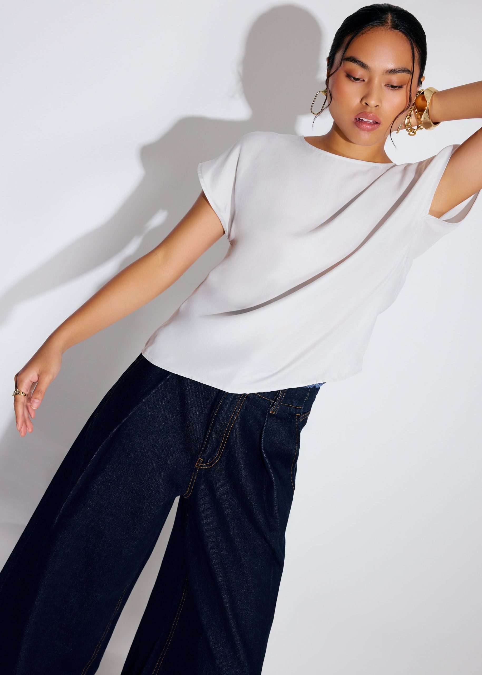 Relaxed Cupro Back Knot Boat Neck Shell Top - Image 13