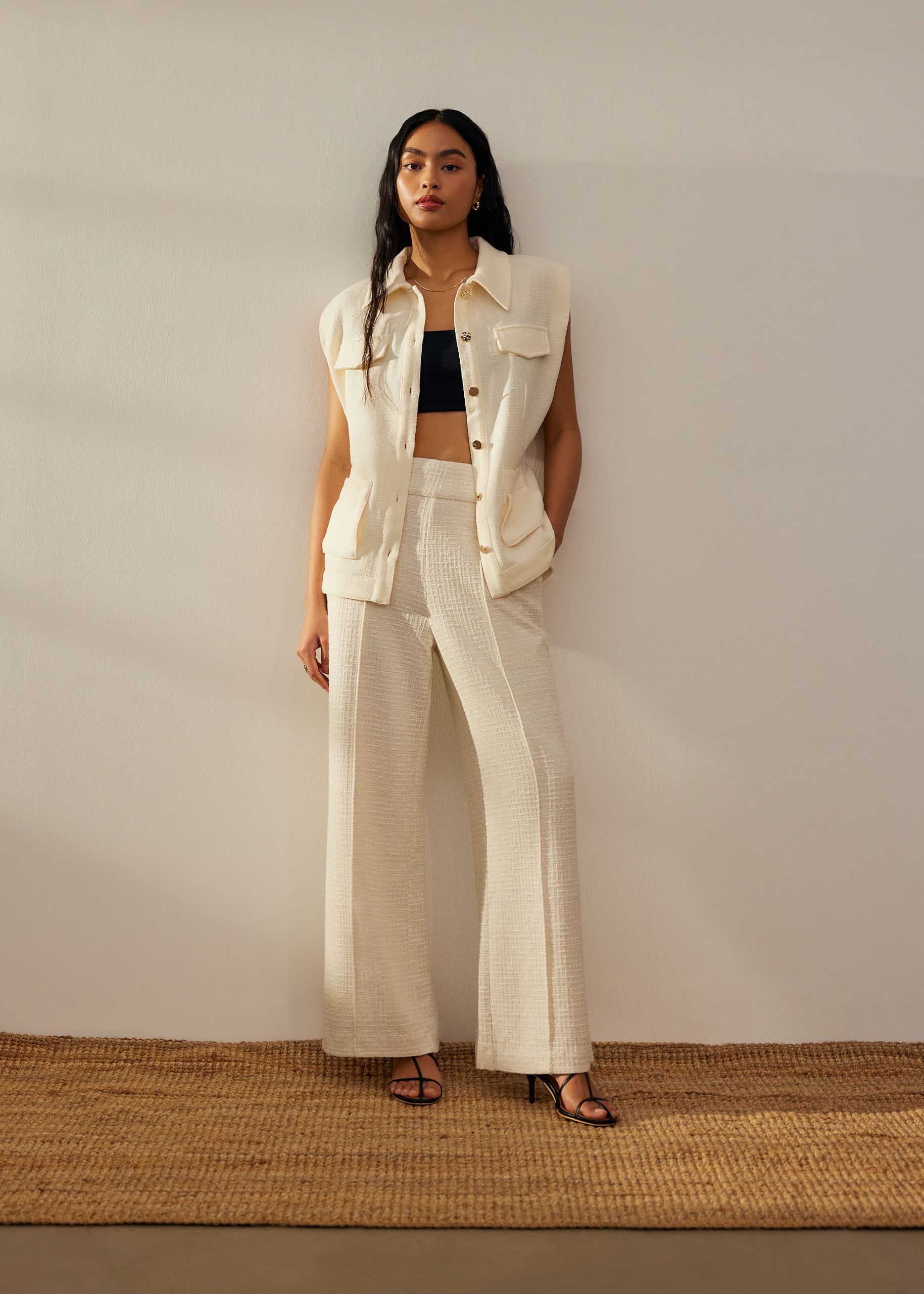 Oversized Belted Tweed Vest - Image 9