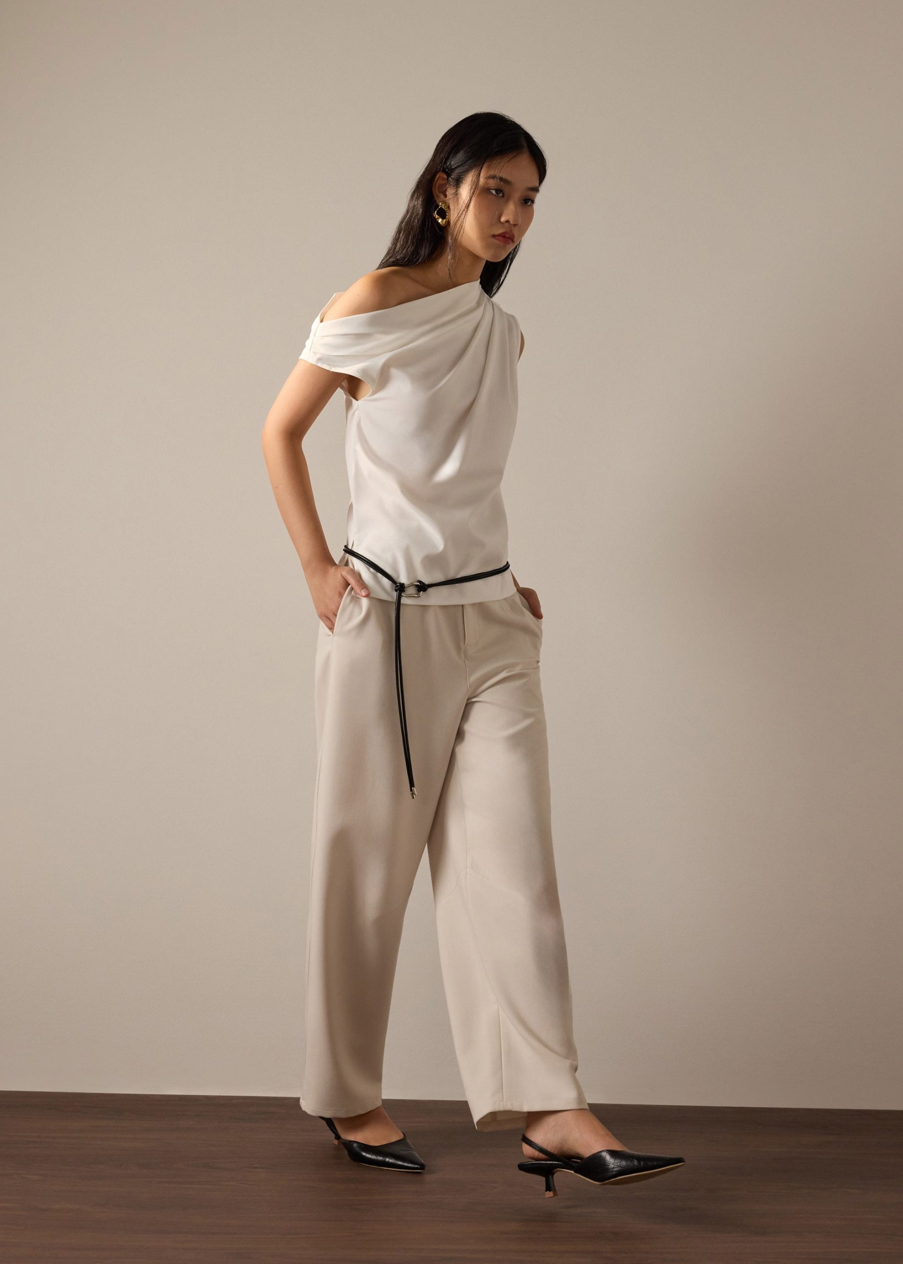 Coleen Poplin Drape Asymmetric Top - Image 5