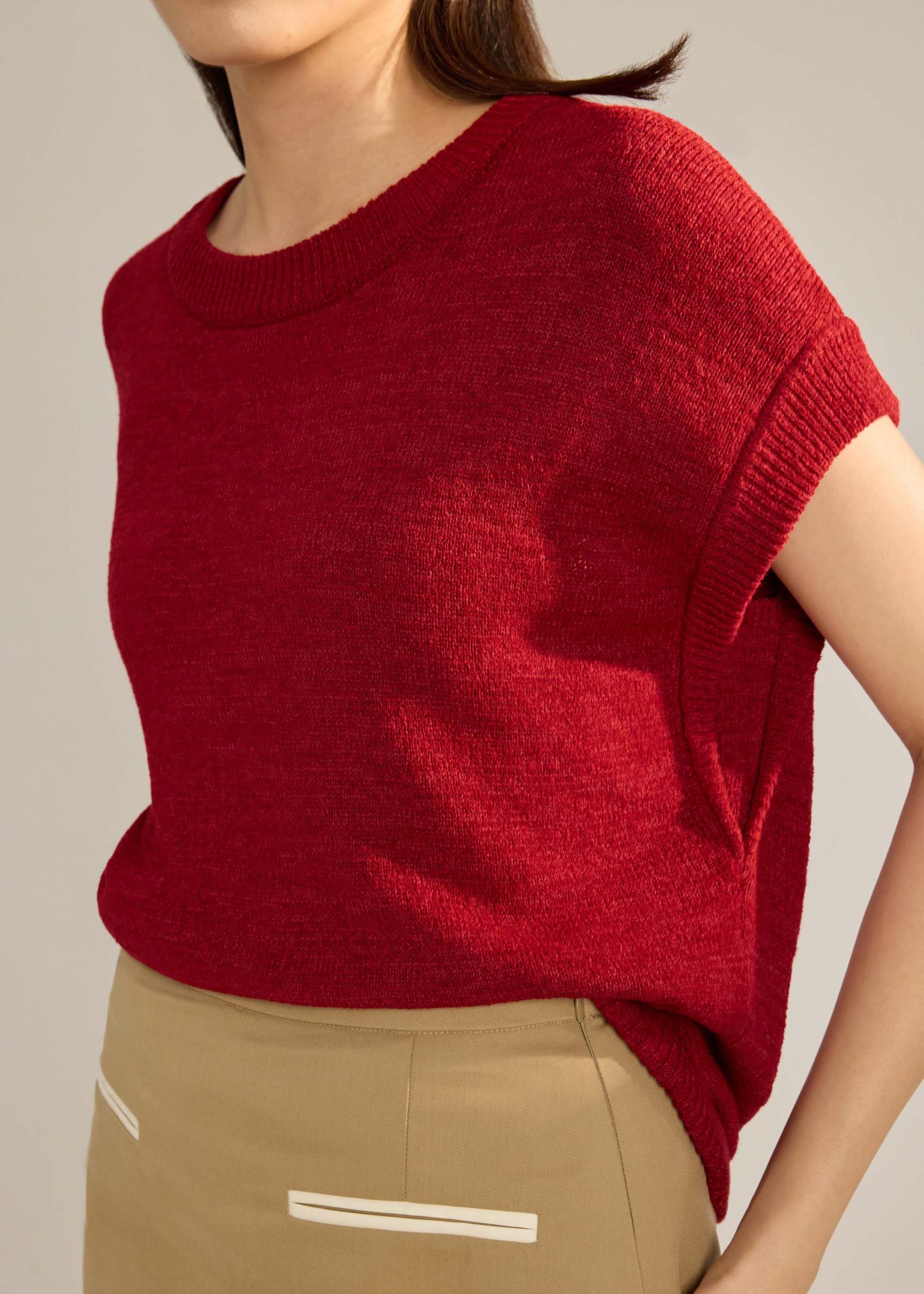 Knit Relaxed Round Neck Top - Image 9