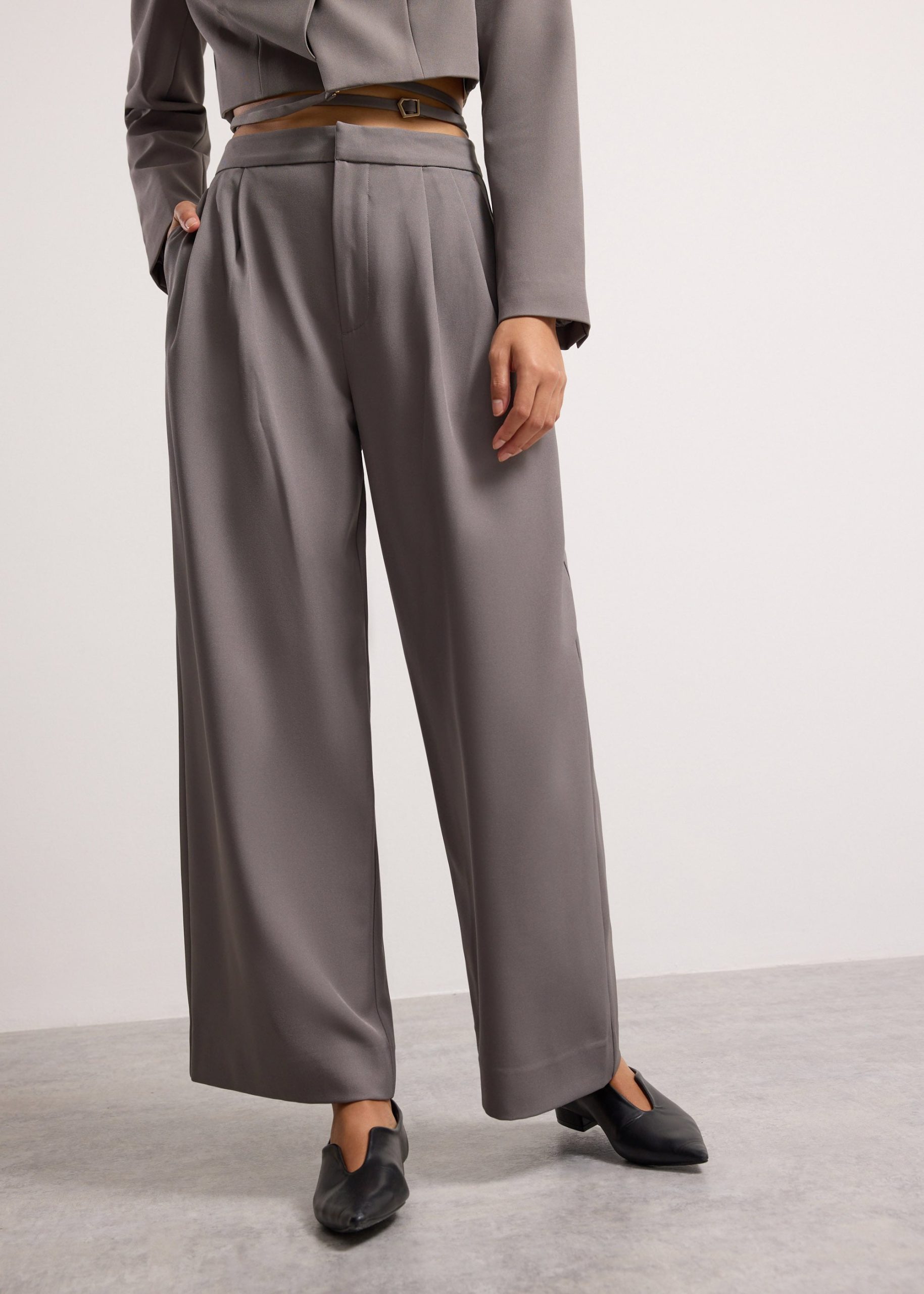 Detachable Waistband Flap Straight Leg Pants - Image 5