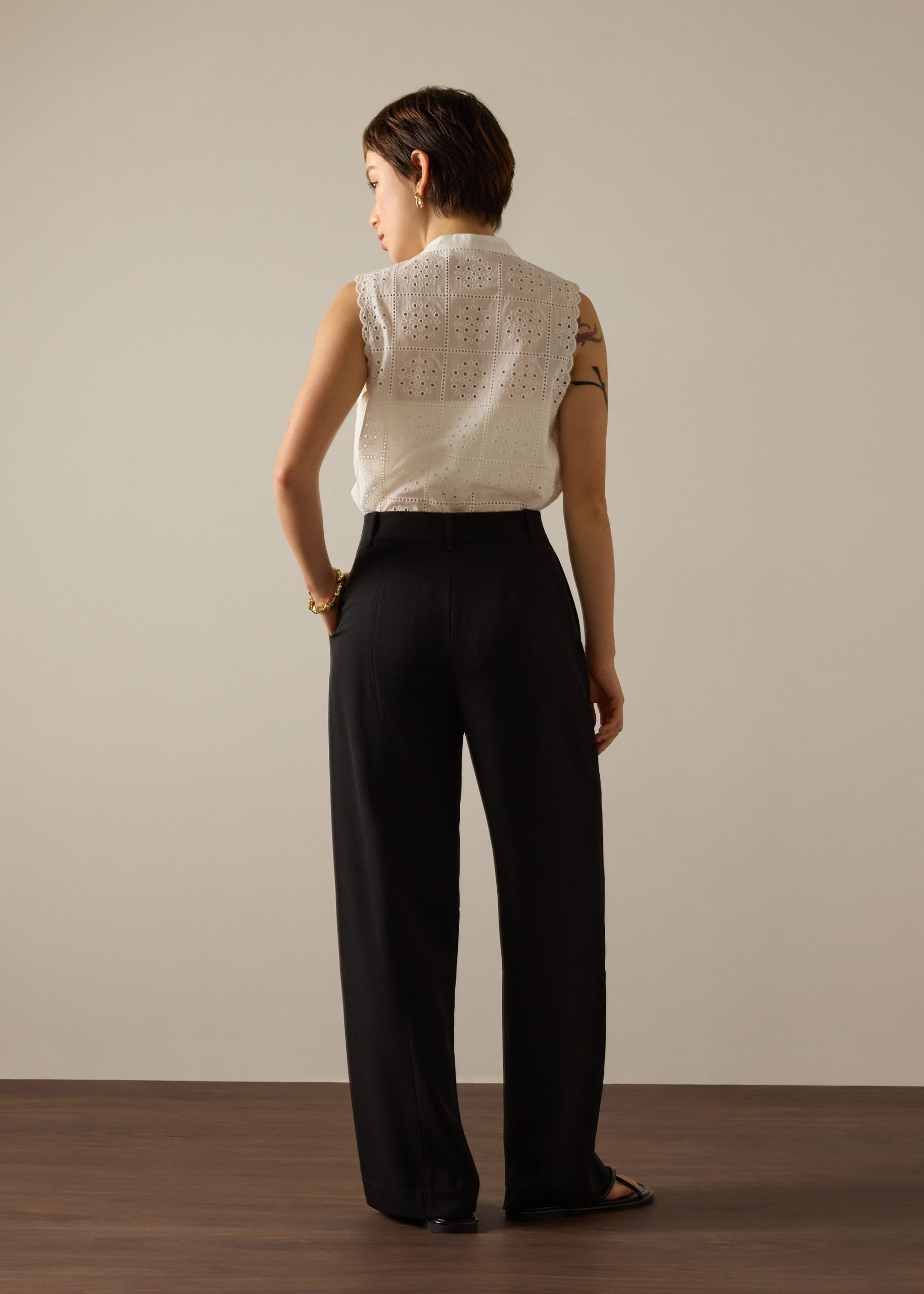 PETITE Leggy??Pia Adjustable Hem Elastic Melange Straight Leg Pants - Image 7