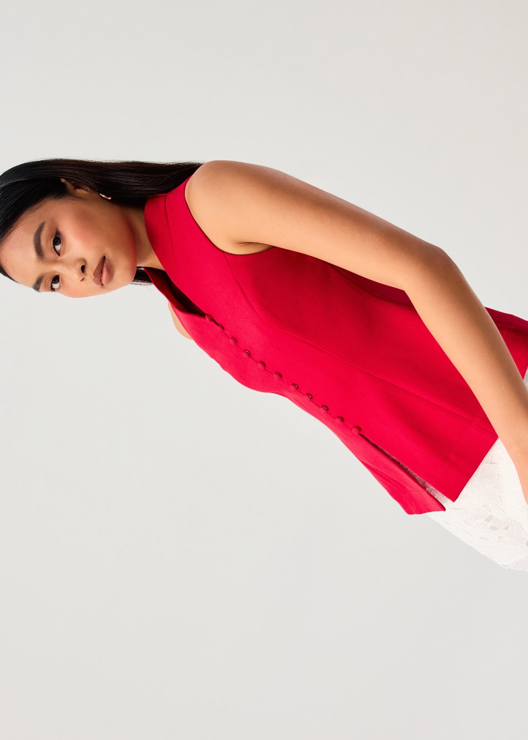 Zhen Mandarin Collar Peplum Vest Top - Image 12