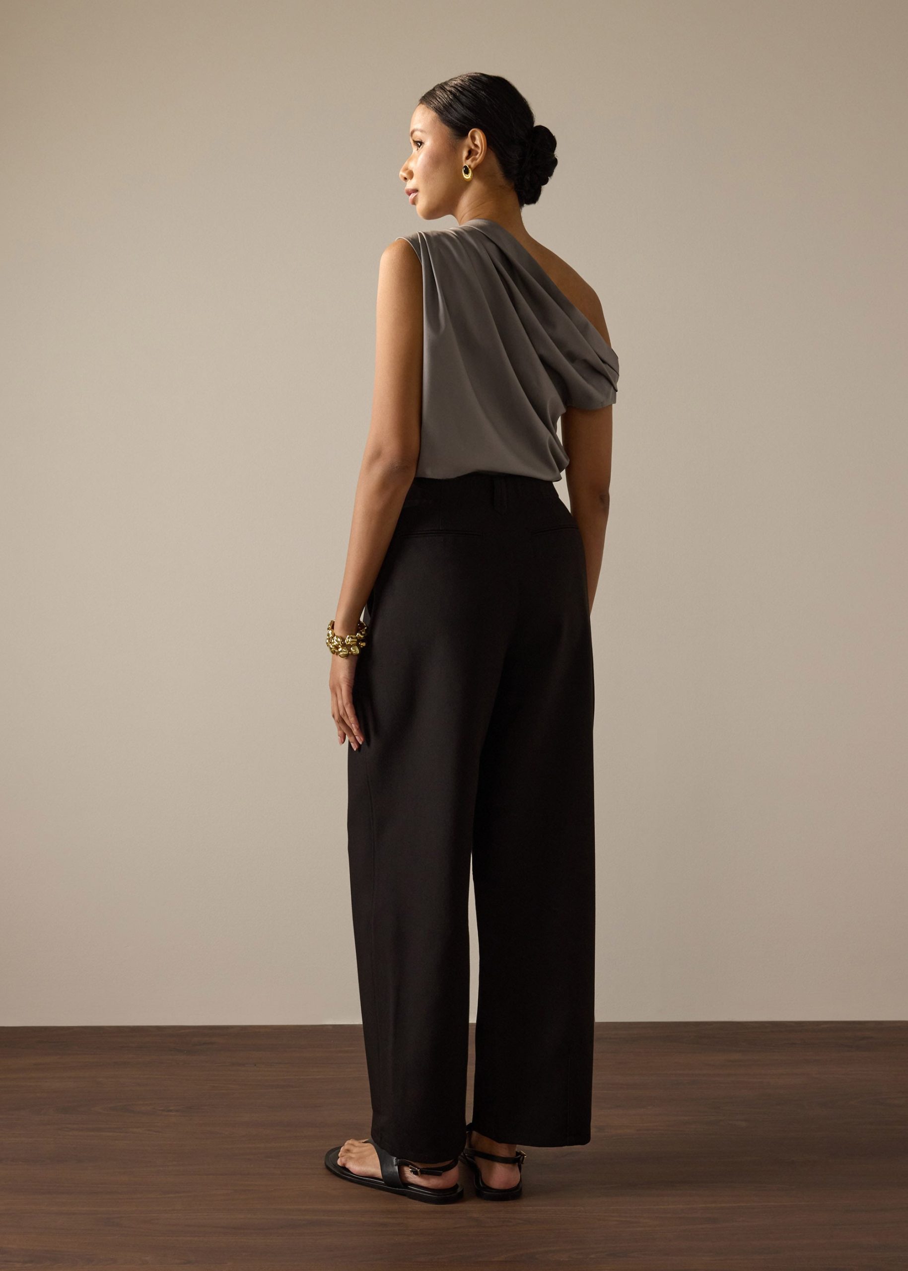 Riyo Adjustable Waist Elastic Twill Barrel Pants - Image 4