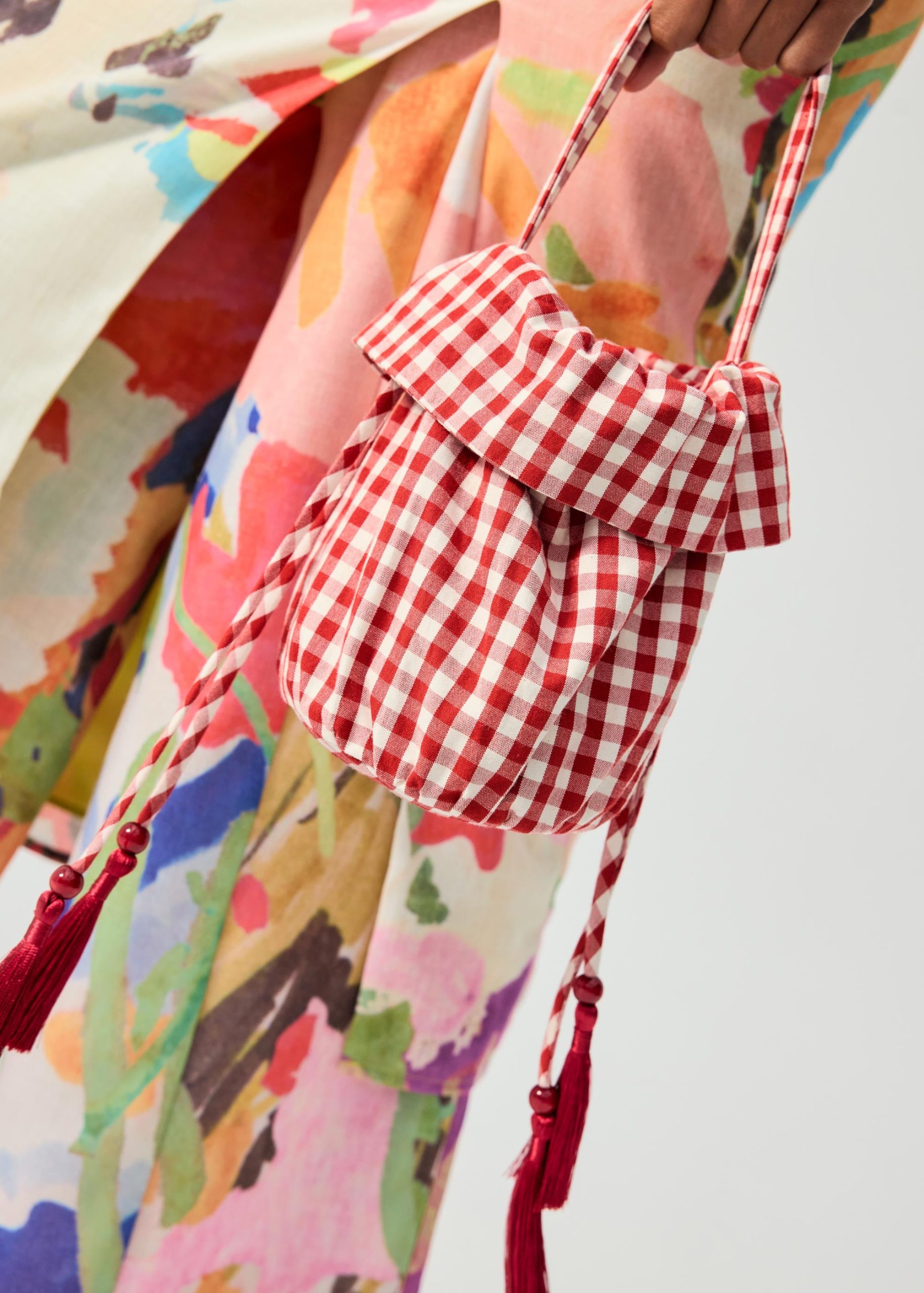 Gingham Drawstring Pouch