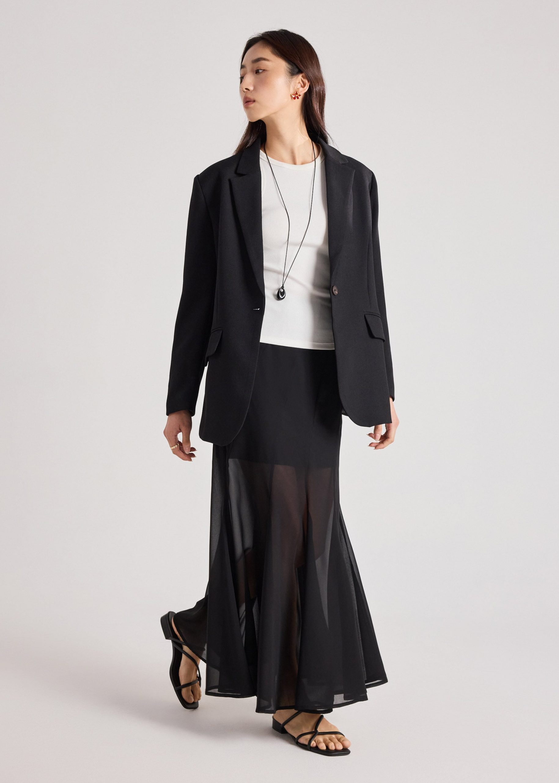Sheer Hem Flare Skirt - Image 9