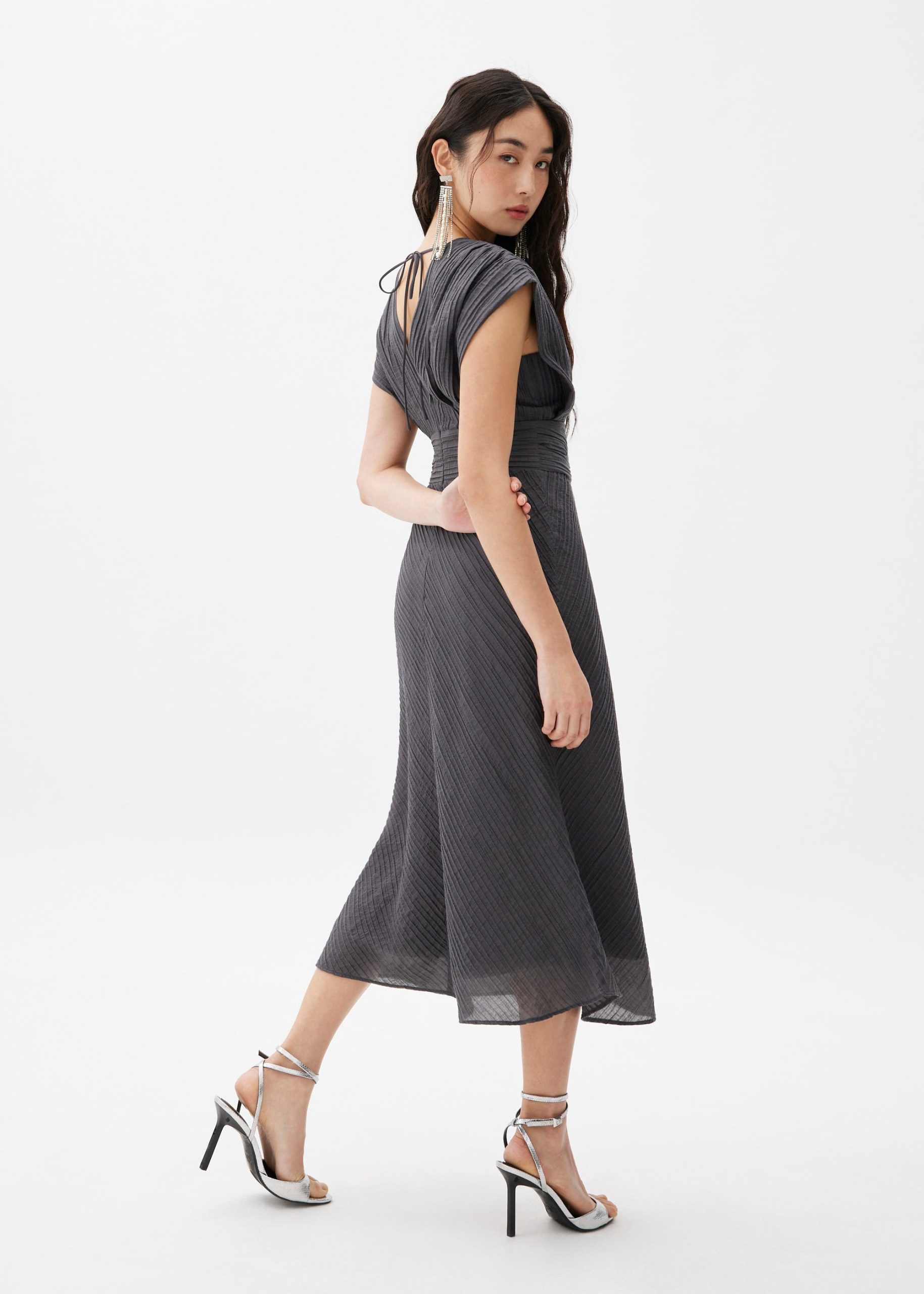 V-neck Fit & Flare Midi Dress - Image 9