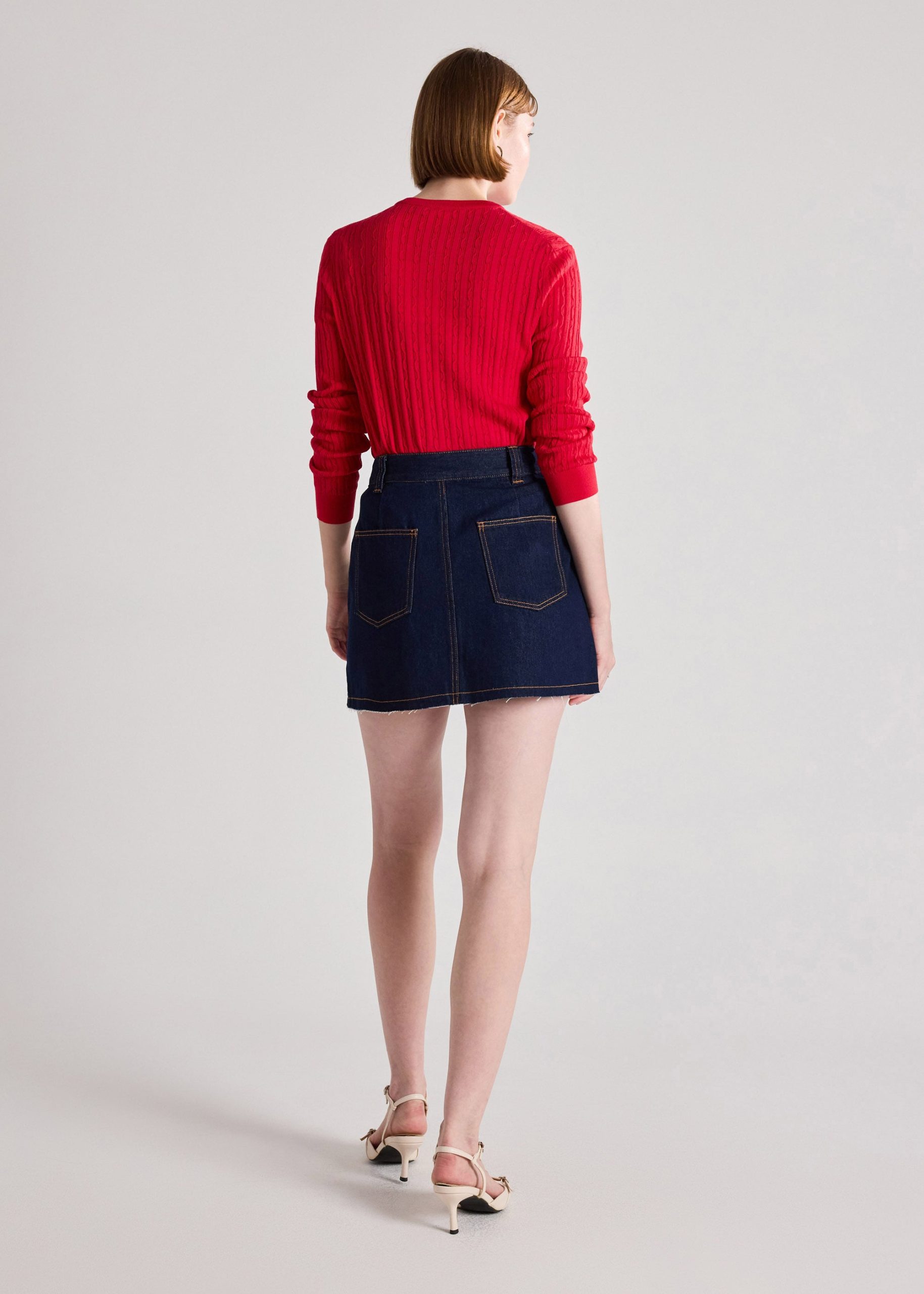 Raw Hem Denim Skirt - Image 3