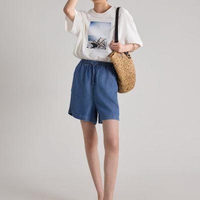 Demi Lyocell Chambray Drawstring Shorts
