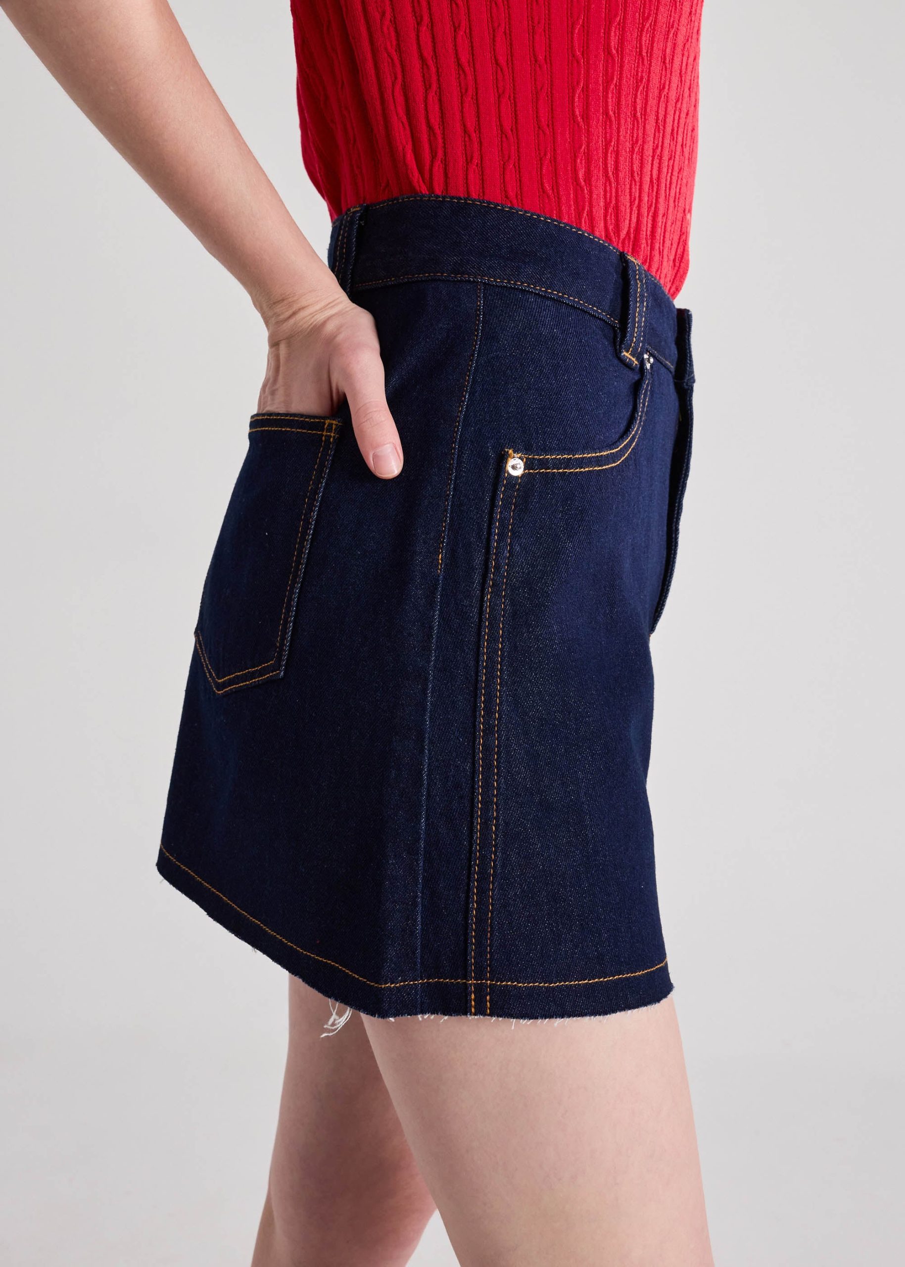 Raw Hem Denim Skirt - Image 5