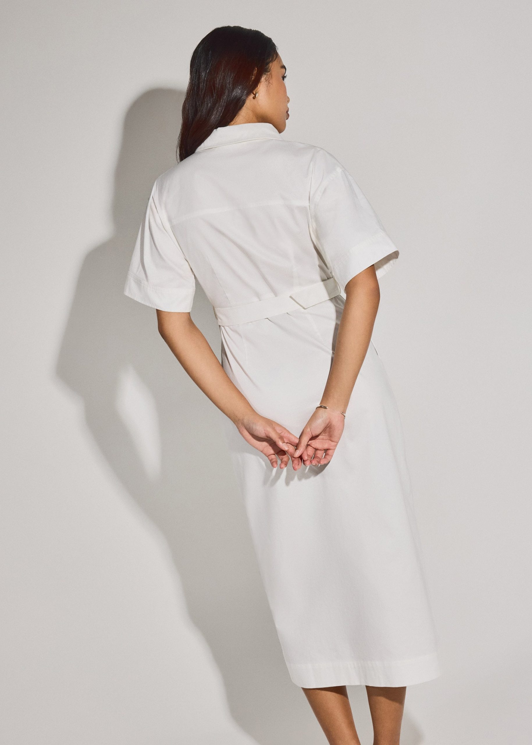 Cotton Button Down Utility Midaxi Dress - Image 8