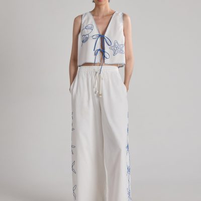 Drawstring Pants in Coastal Charm Embroidery