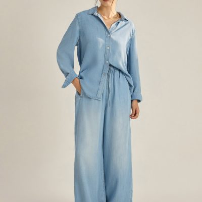 Ayu Lyocell Chambray Wide Leg Pants