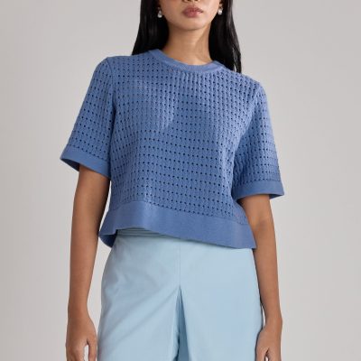 Openwork Knit Boxy Top