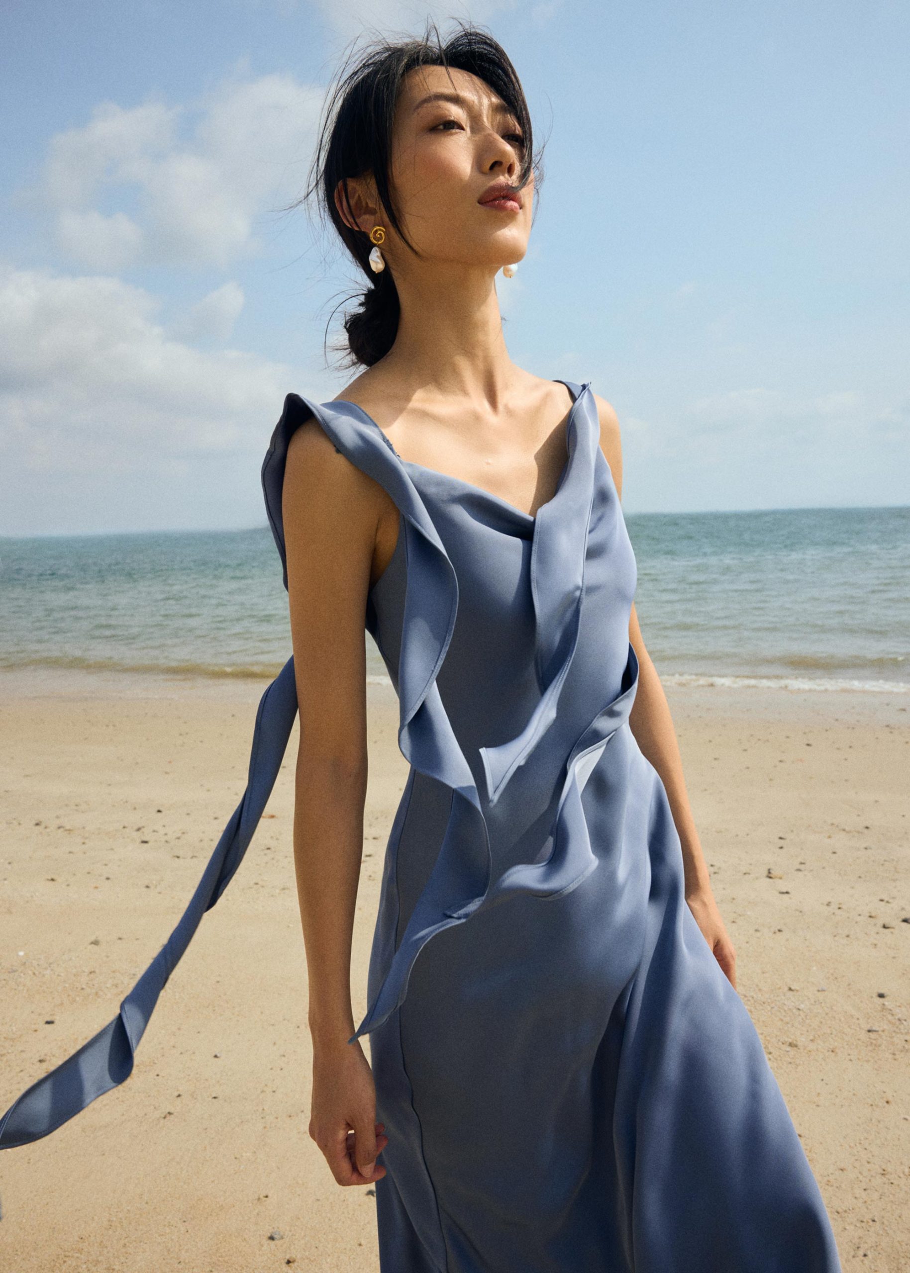 BraFree by LB Multi-way Satin Dress With Removable Ruffle Straps - Image 30