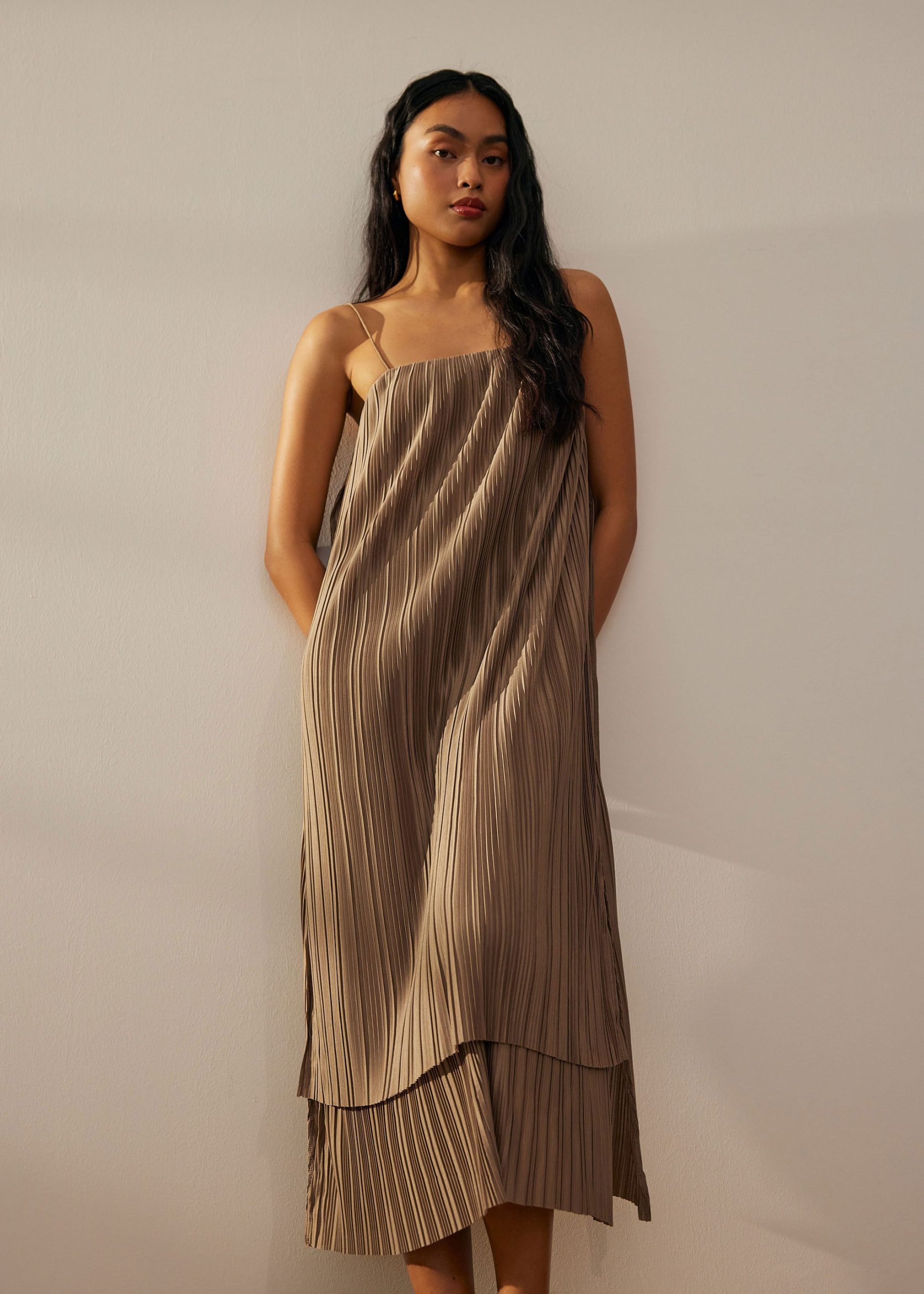 Plisse Trapeze Column Midaxi Dress - Image 7