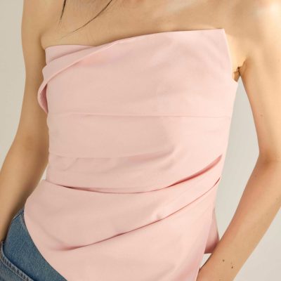 Sarita Asymmetric Pleated Tube Top