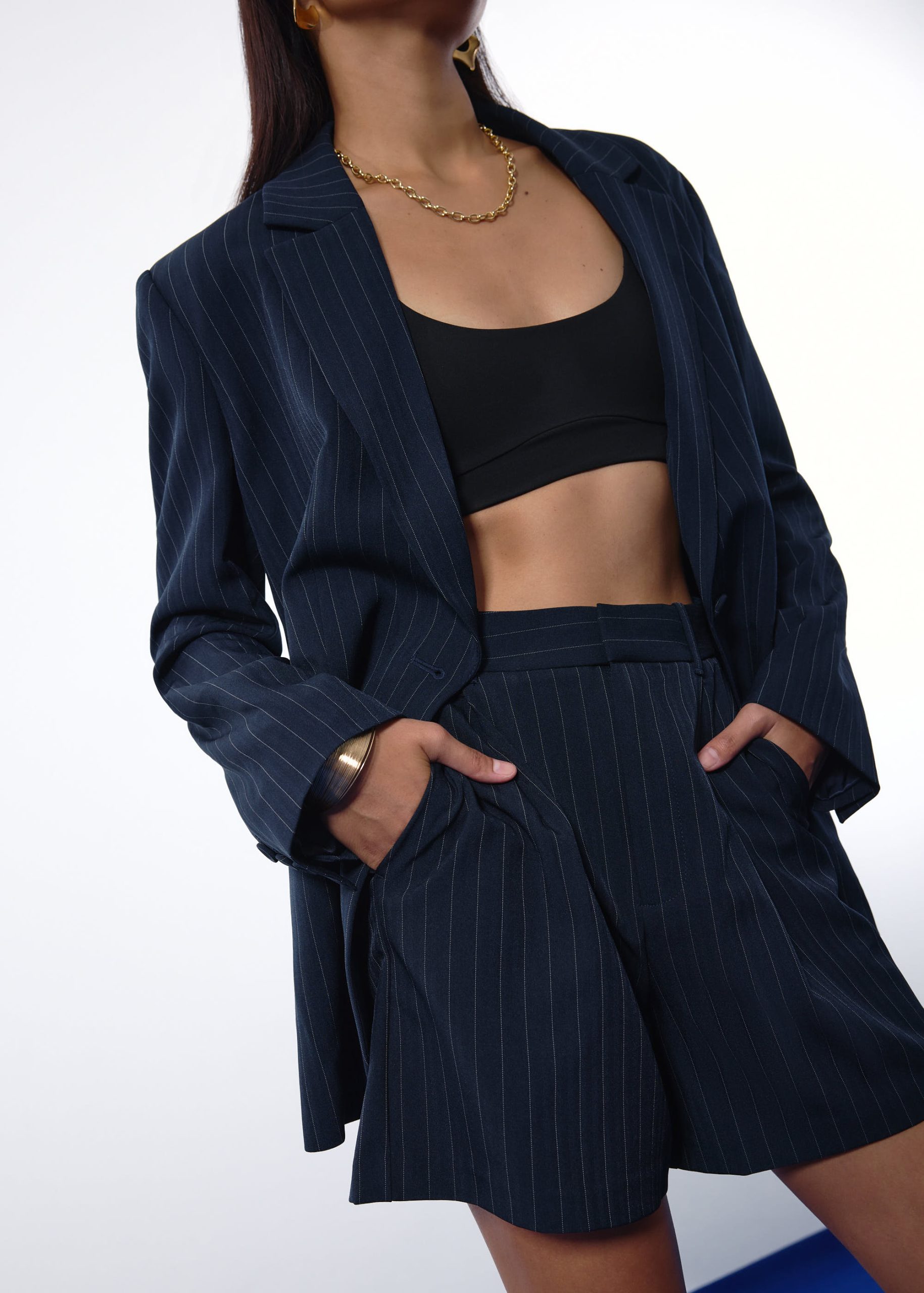 Lei Elastic Tailored Pinstripe Bermuda Shorts - Image 10