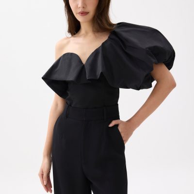 BraFree by LB Asymmetric Puff Sleeve Top
