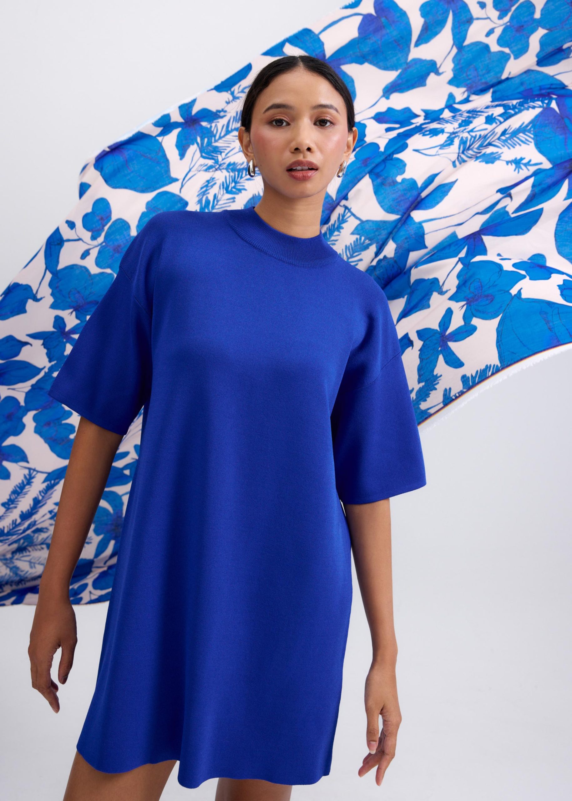 Knit Round Neck Shift Mini Dress - Image 19