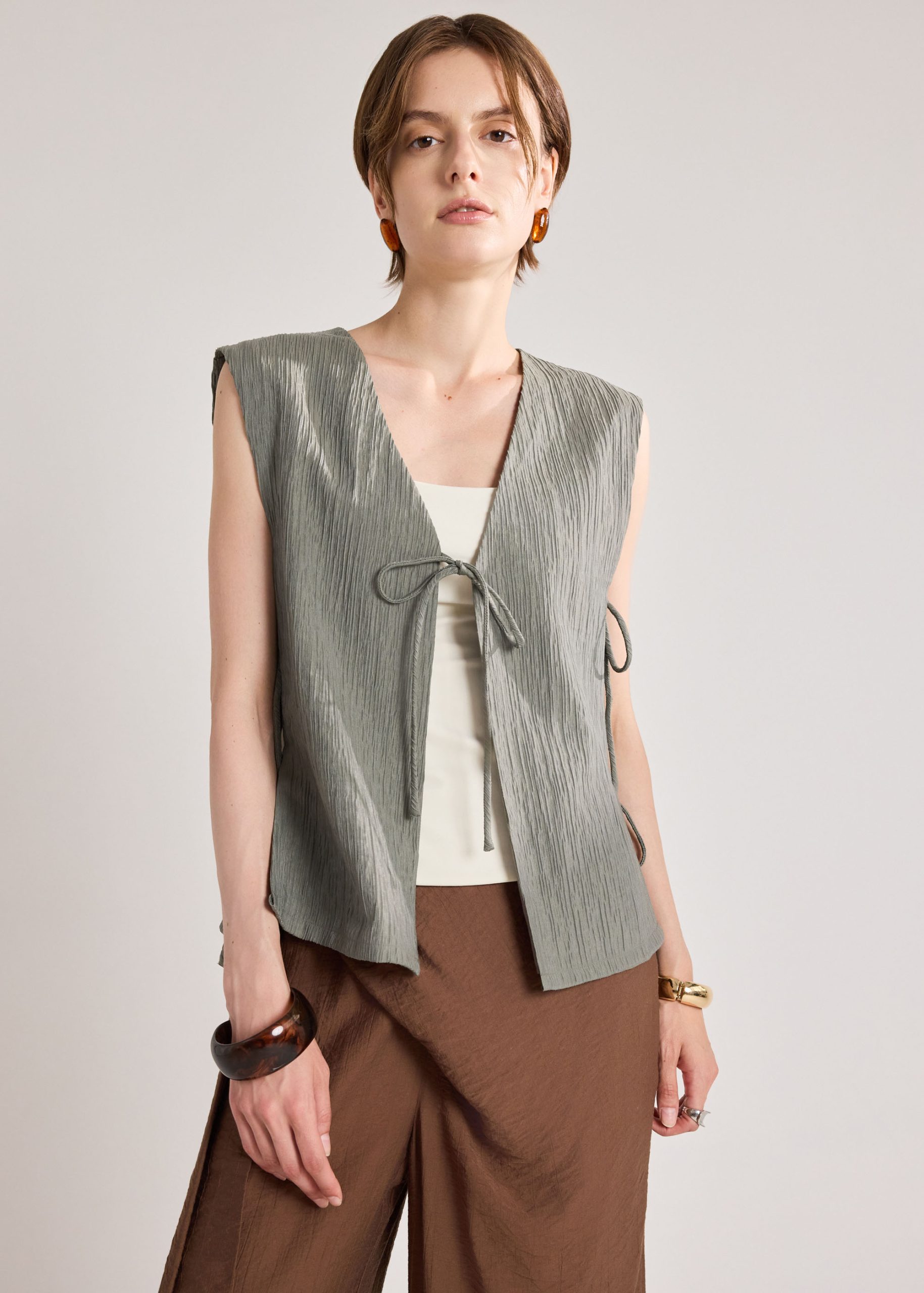 Multi-way Textured Long Vest