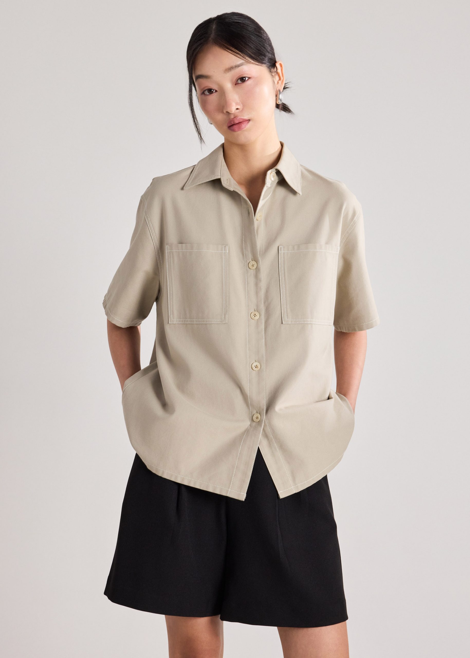 Contrast Stitch Oversized Shirt - Image 10